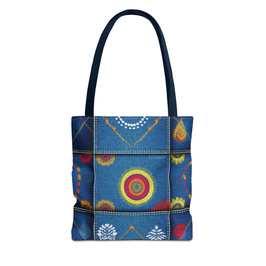Diwali Graphic Denim Fabric Imitation Print Unisex Canvas Bag Poly Spun 3 Sizes Tote Bag 205-17