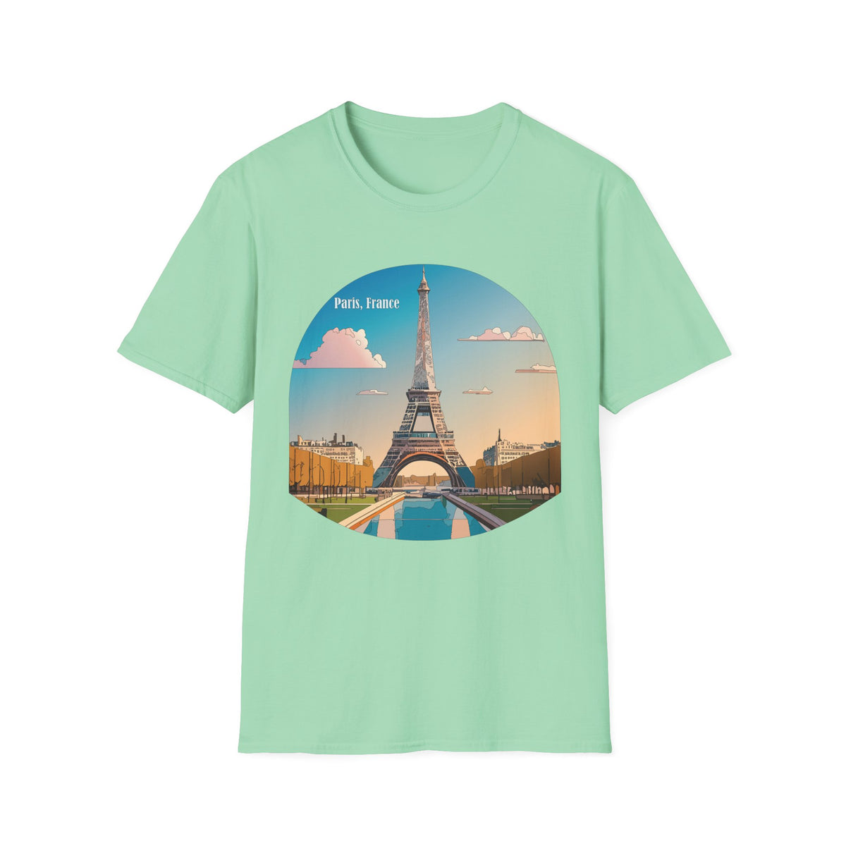 Paris Eiffel Tower Illustration T-Shirt | Paris, France Graphic Tee