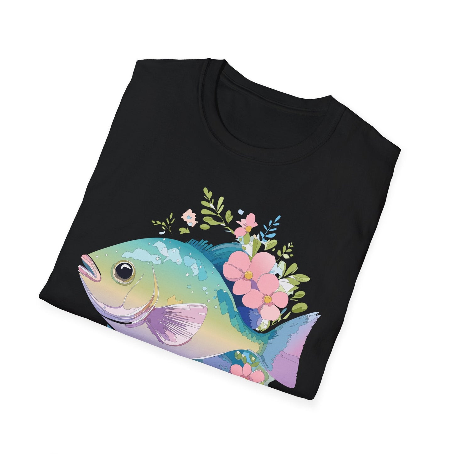 Fish Art Graphic Tee Unisex Gildan Softstyle 64000 100 Percent Ring Spun Cotton Comfortable Tee
