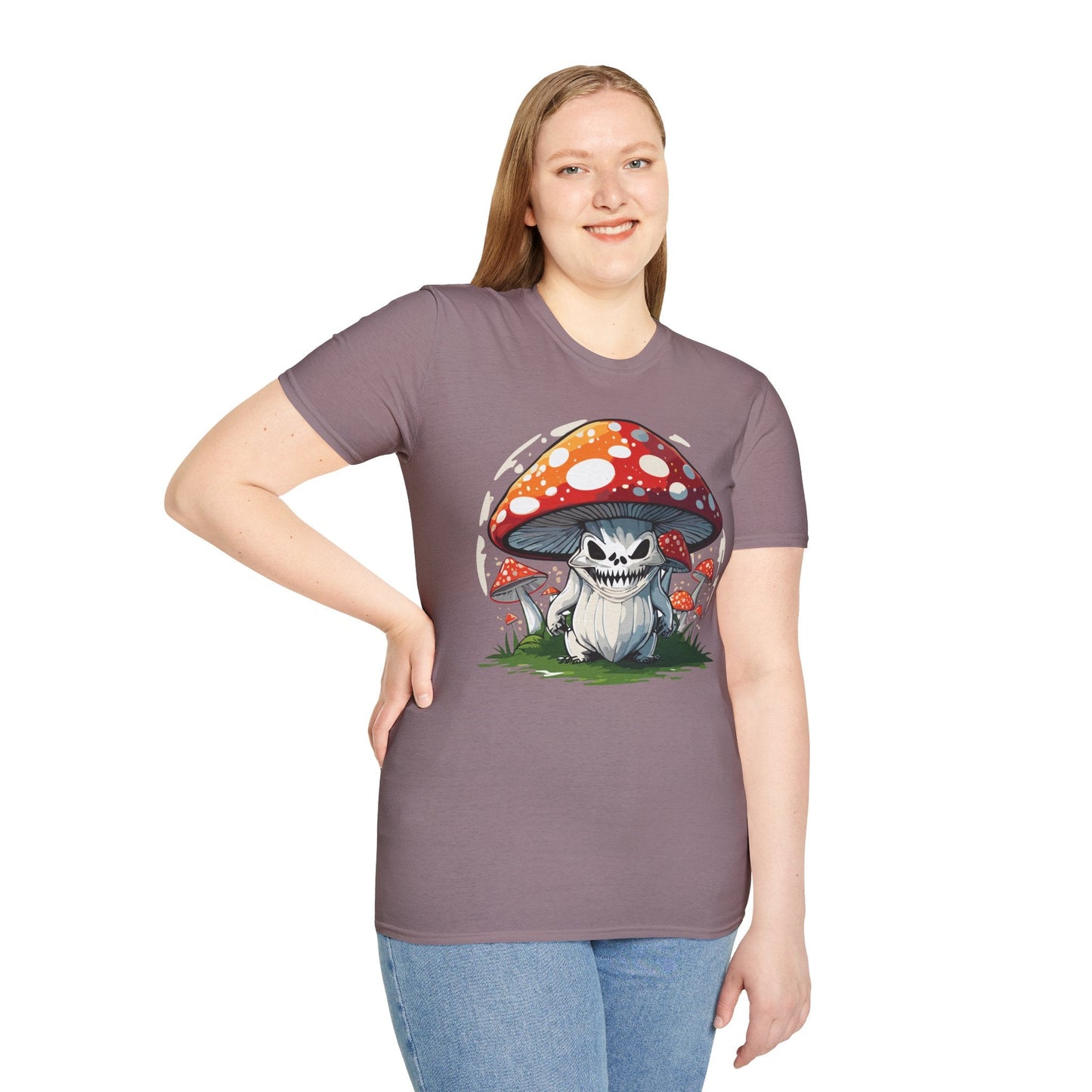 Funny Mashroom Graphic Unisex Softstyle Cotton With Cartoon Illustration Design 12