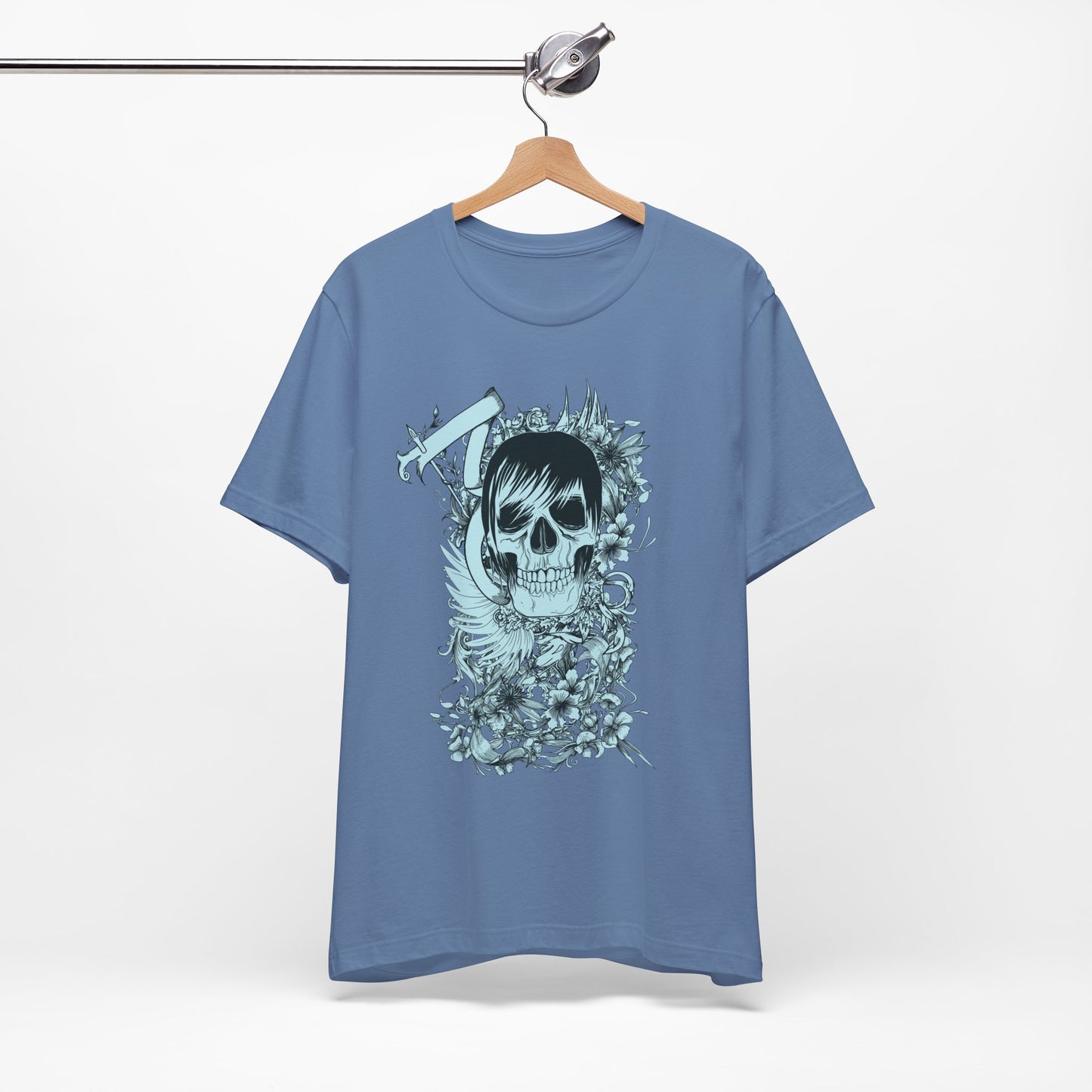 Sky Skull Graphic Design Tee, Skull Shirt, Vintage Tees, Art Design T-Shirt, Vintage Graphic Tee, Art Shirts with Skulls