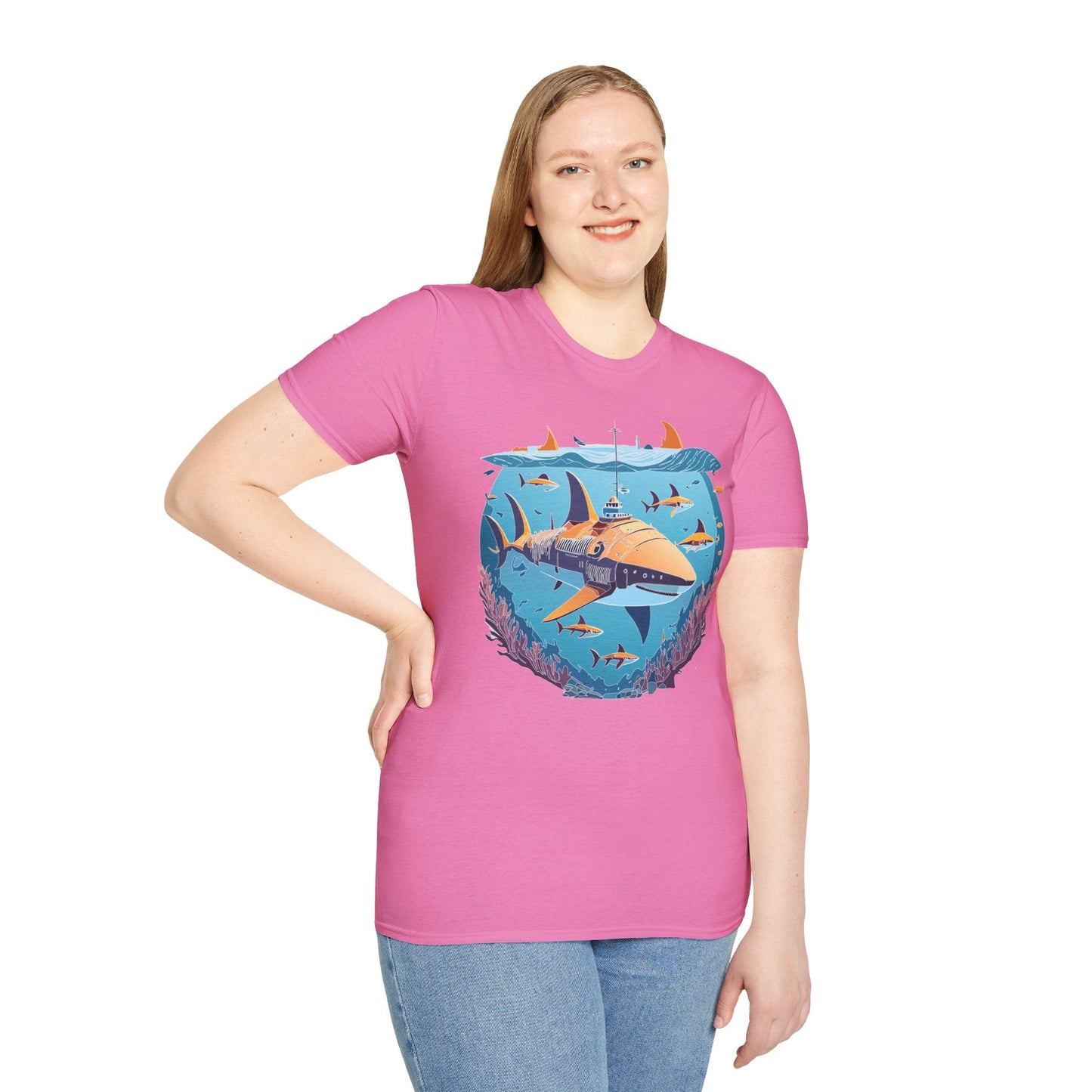 Ocean Tee Shirt Unisex Softstyle Cotton Tee 4.5 Oz Lightweight U Boat Theme Design