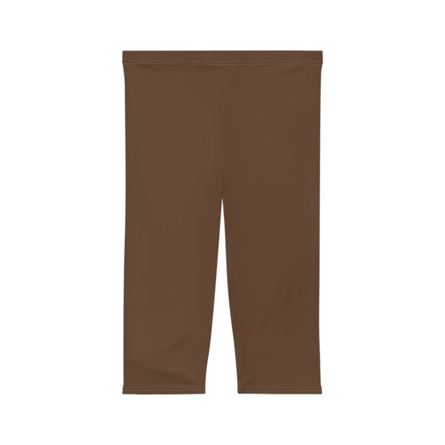 Coffee Bean Color Women's Brushed Suede Poly Span Casual Capri Leggings XS-2XL