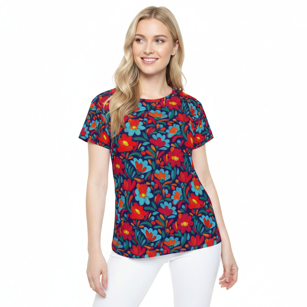Women Poly Shirt with Floral Print F263