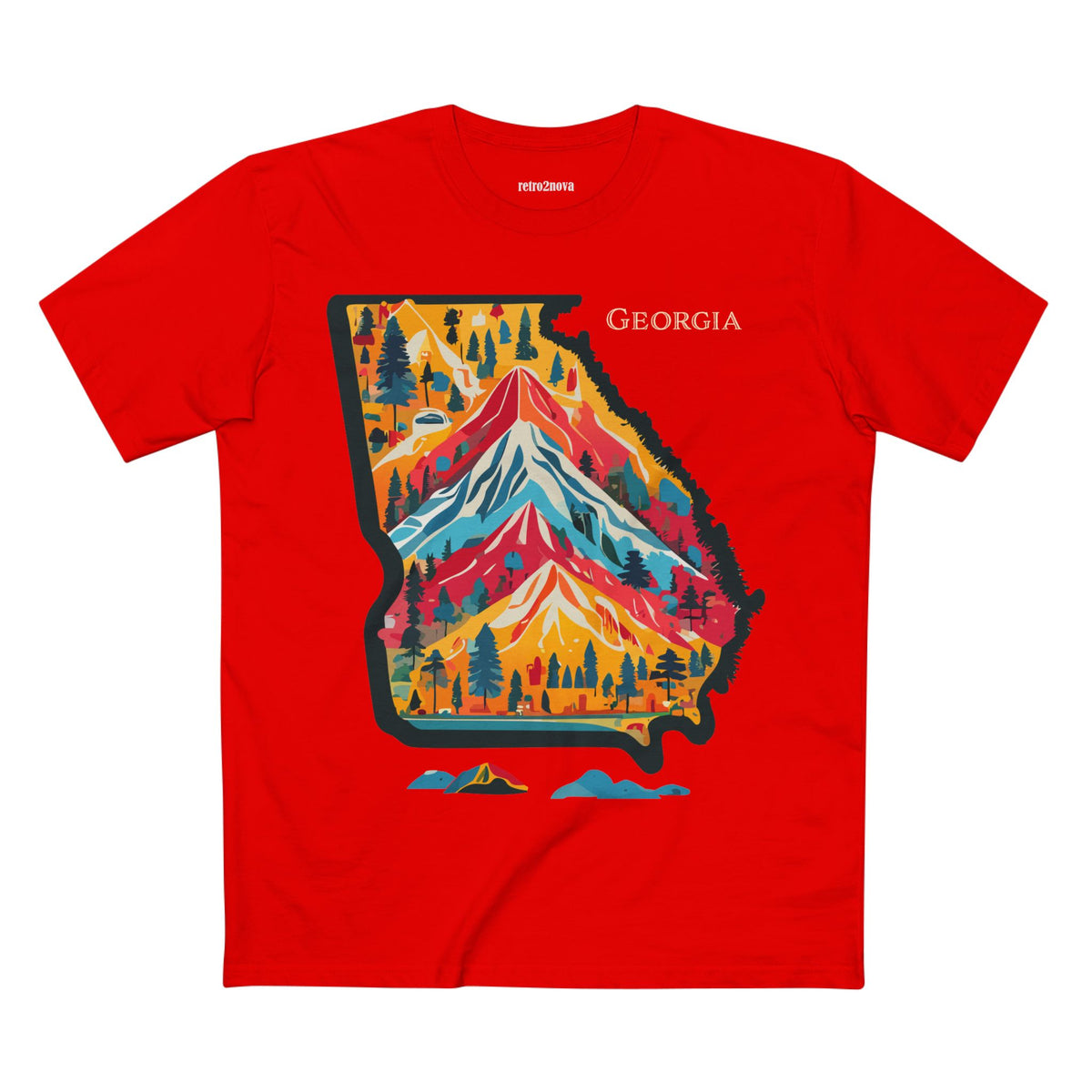 Georgia mountain state map T-Shirt | colorful retro landscape tee