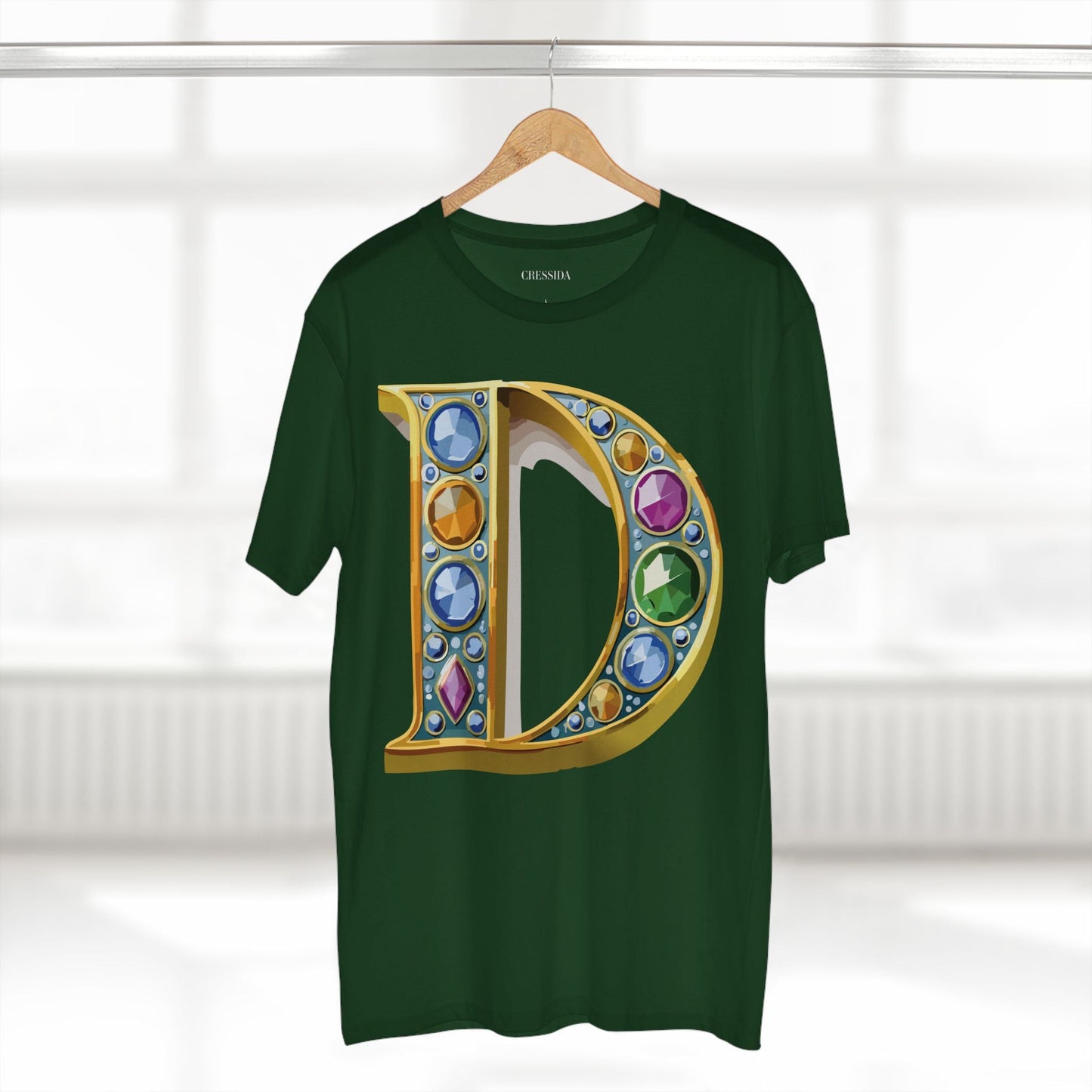 Letter D Graphic Design Tee Unisex 100 Cotton With Antique Gold Letters Artwork T-Shirt