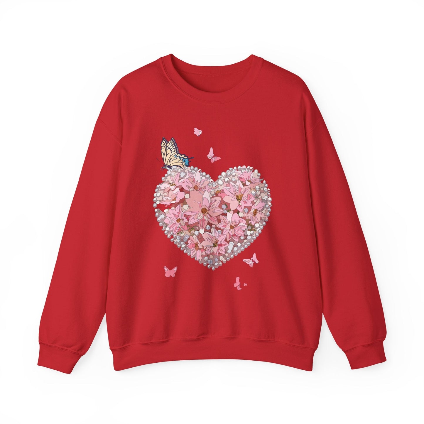 Unisex Floral Heart Sweatshirt with Love Floral Design for Valentines Day Gift Idea