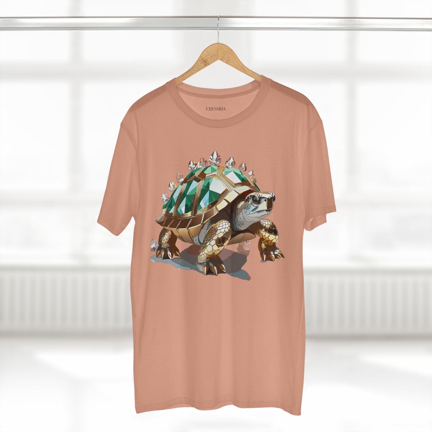 Turtle Graphic Unisex 100 Cotton Tee With Unique Animal Golden Medallion Art Design 33