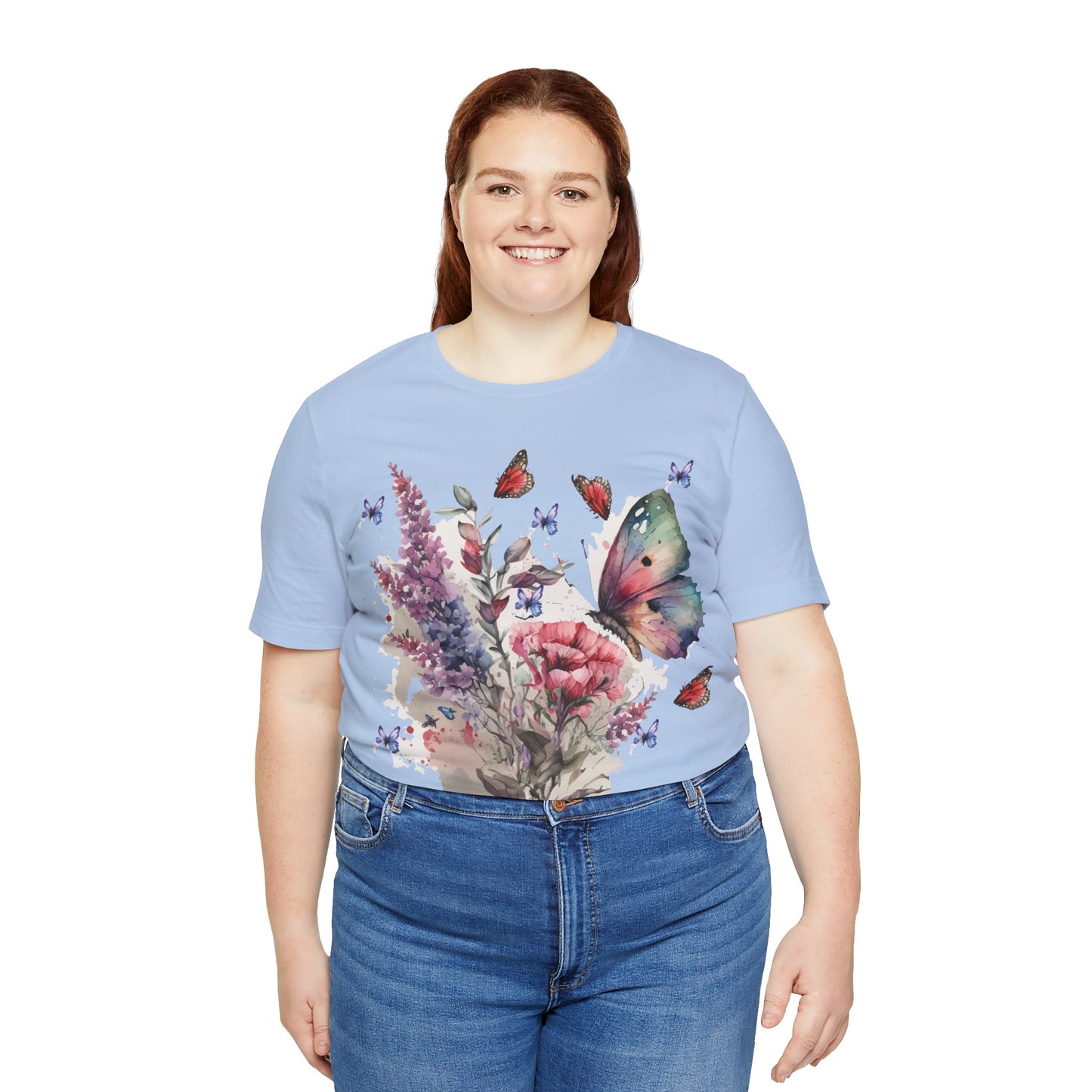 Cotton Tee Shirt with Butterfly Prints