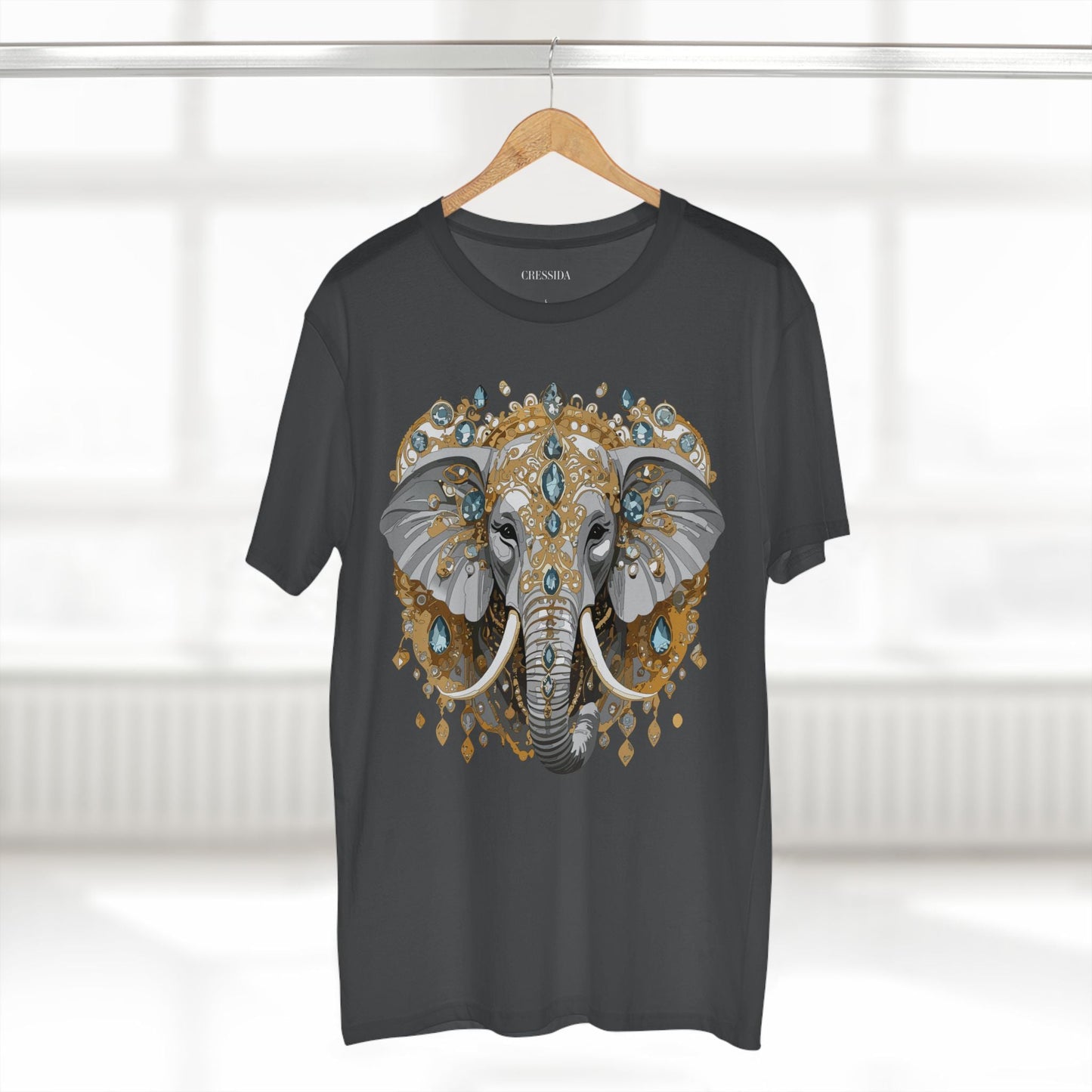 Elephant Graphic Unisex 100 Cotton Tee With Unique Animal Golden Medallion Art Design 38