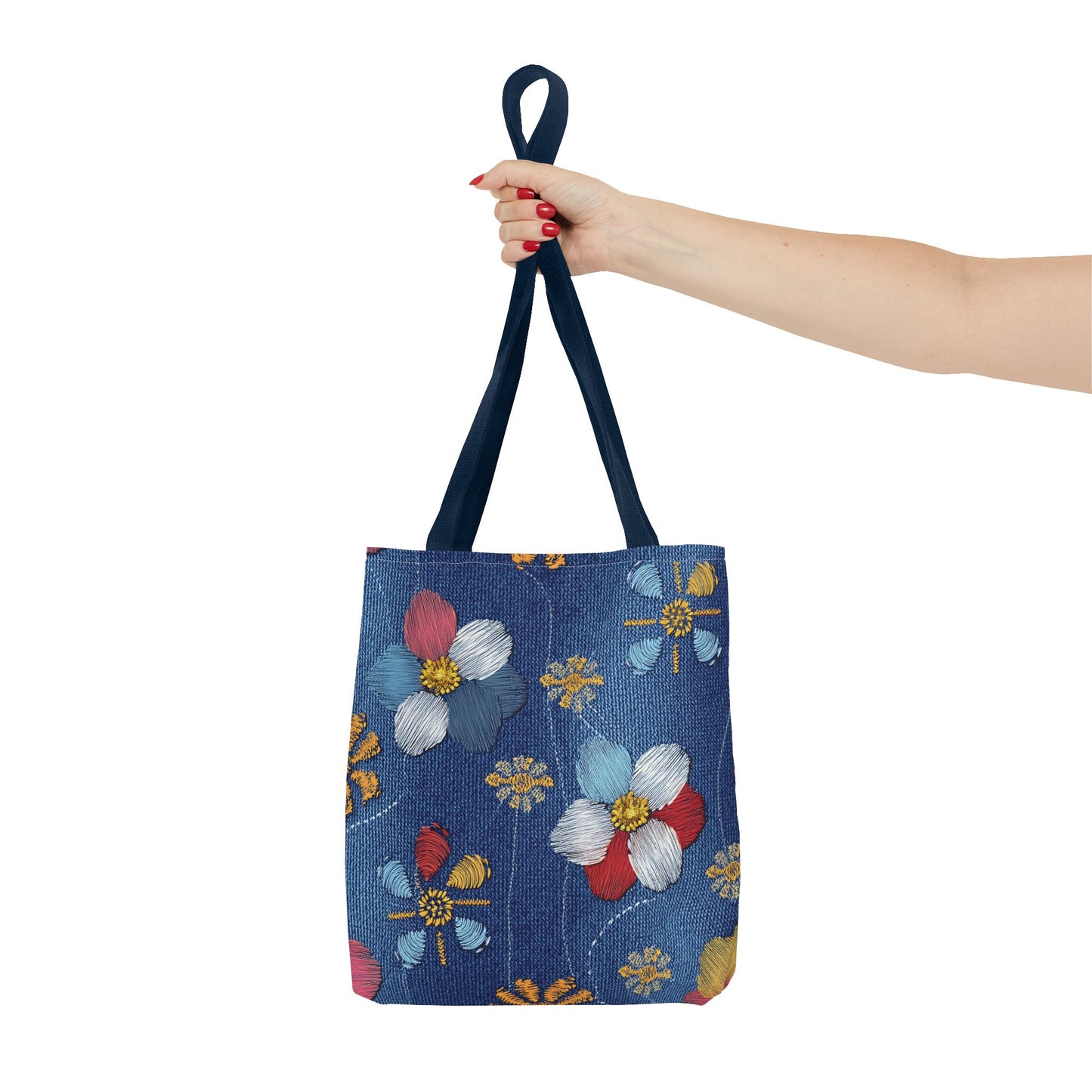 Denim Fabric Imitation Print Unisex Canvas Bag Poly Spun 3 Sizes Tote Bag 159-8