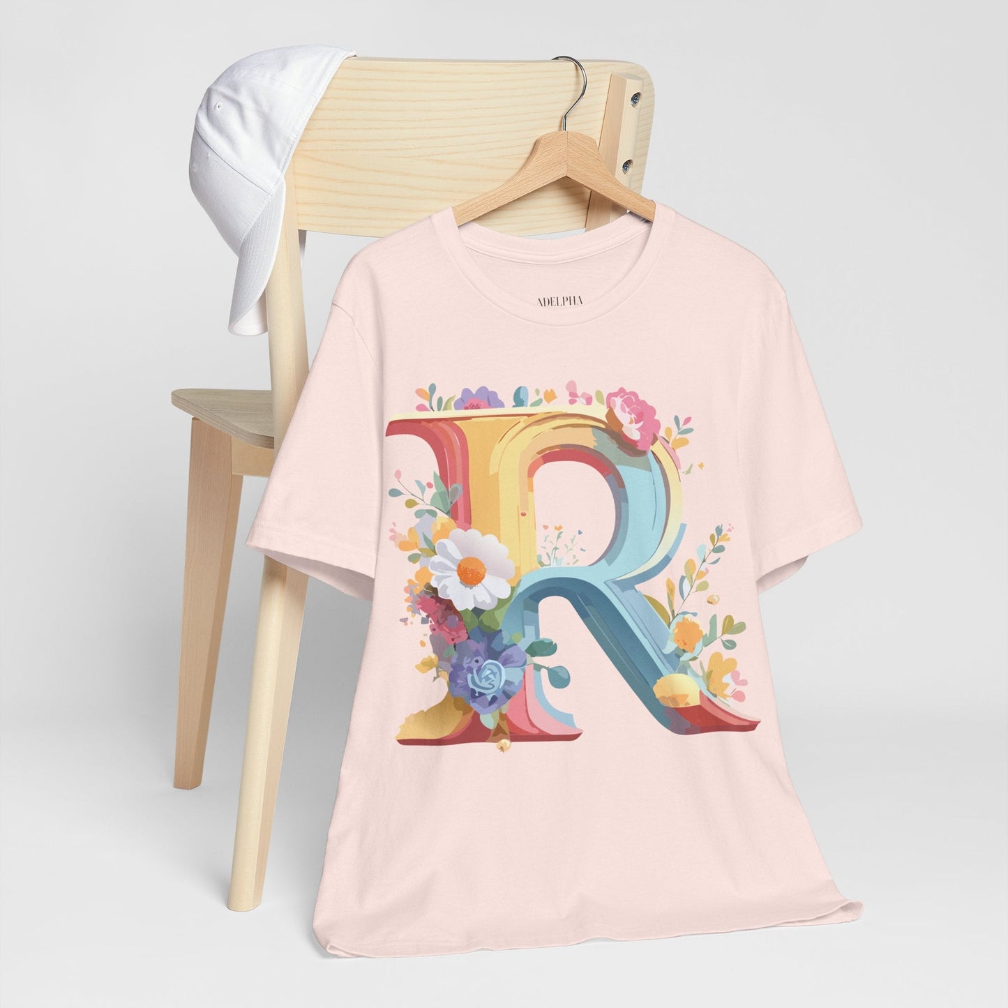 Adelpha Letter R Graphic Tee Unisex Short Sleeve Vintage Style Art Design Artwork Premium Fit