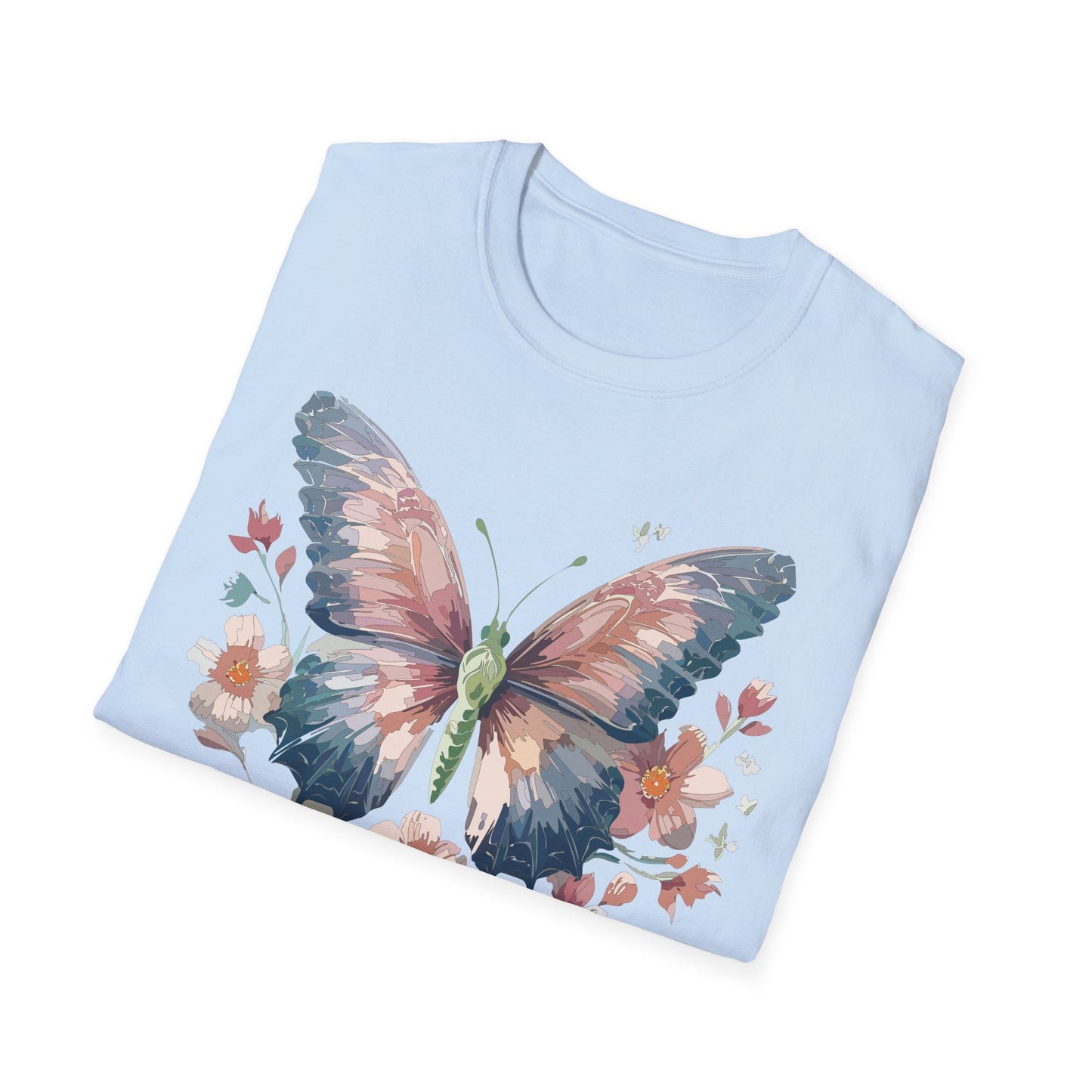 Butterfly Print T Shirt Monarch Unisex Gildan Softstyle 64000 Cotton Tee For Everyday Comfort