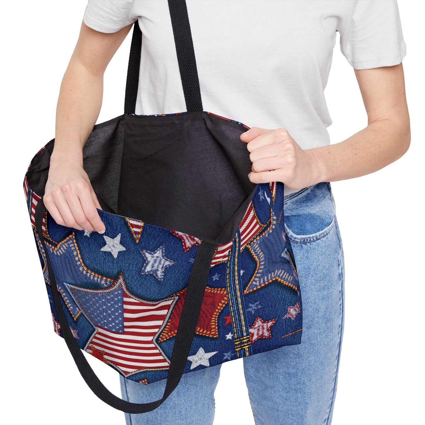 4th of July Denim Color Imitation Print Unisex  Yoga Bag  Spun Poly 24x13 Canvas Bag 58