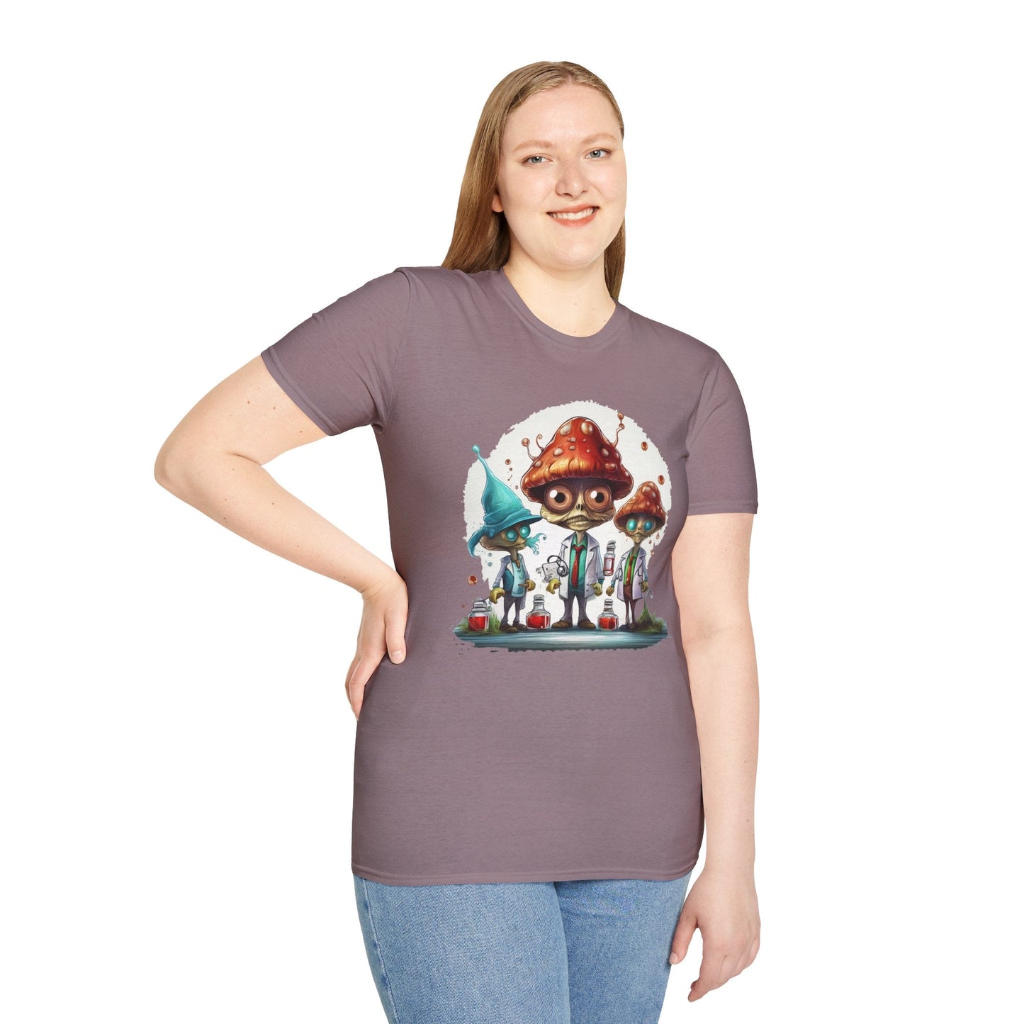 Funny Mashroom Graphic Unisex Softstyle Cotton With Cartoon Illustration Design 9