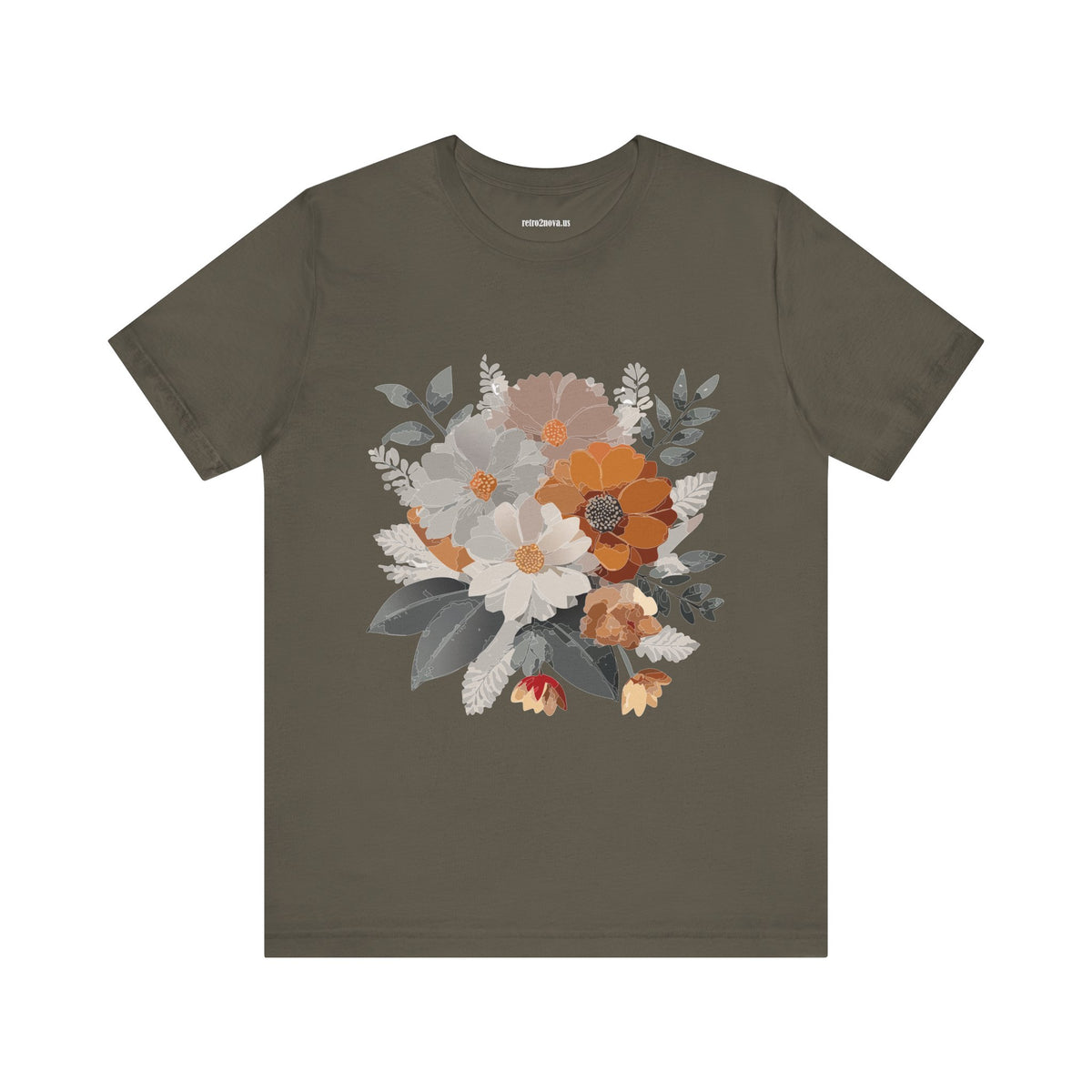 Floral Graphic Unisex Cotton Bella+Canvas Tee with Flowers Design ab12
