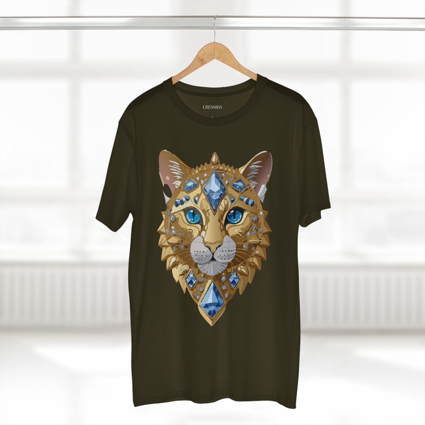 Cat Graphic Unisex 100 Cotton Tee With Unique Animal Golden Medallion Art Design 12