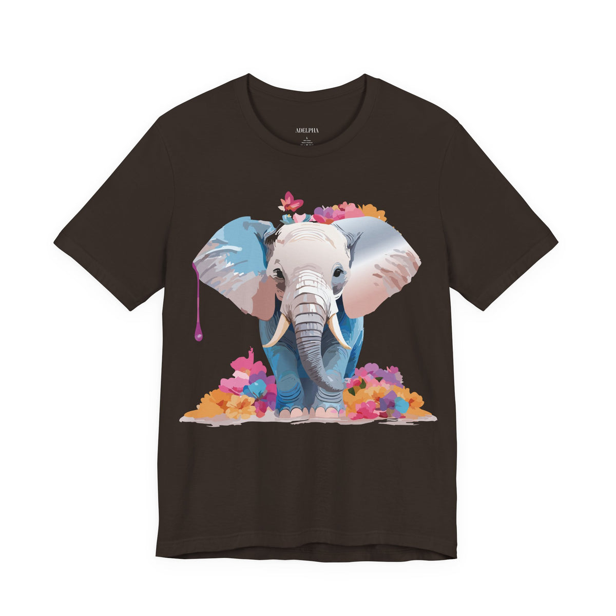 Elephant Graphic Unisex Cotton Bella+Canvas Tee with Art Animal Design e128