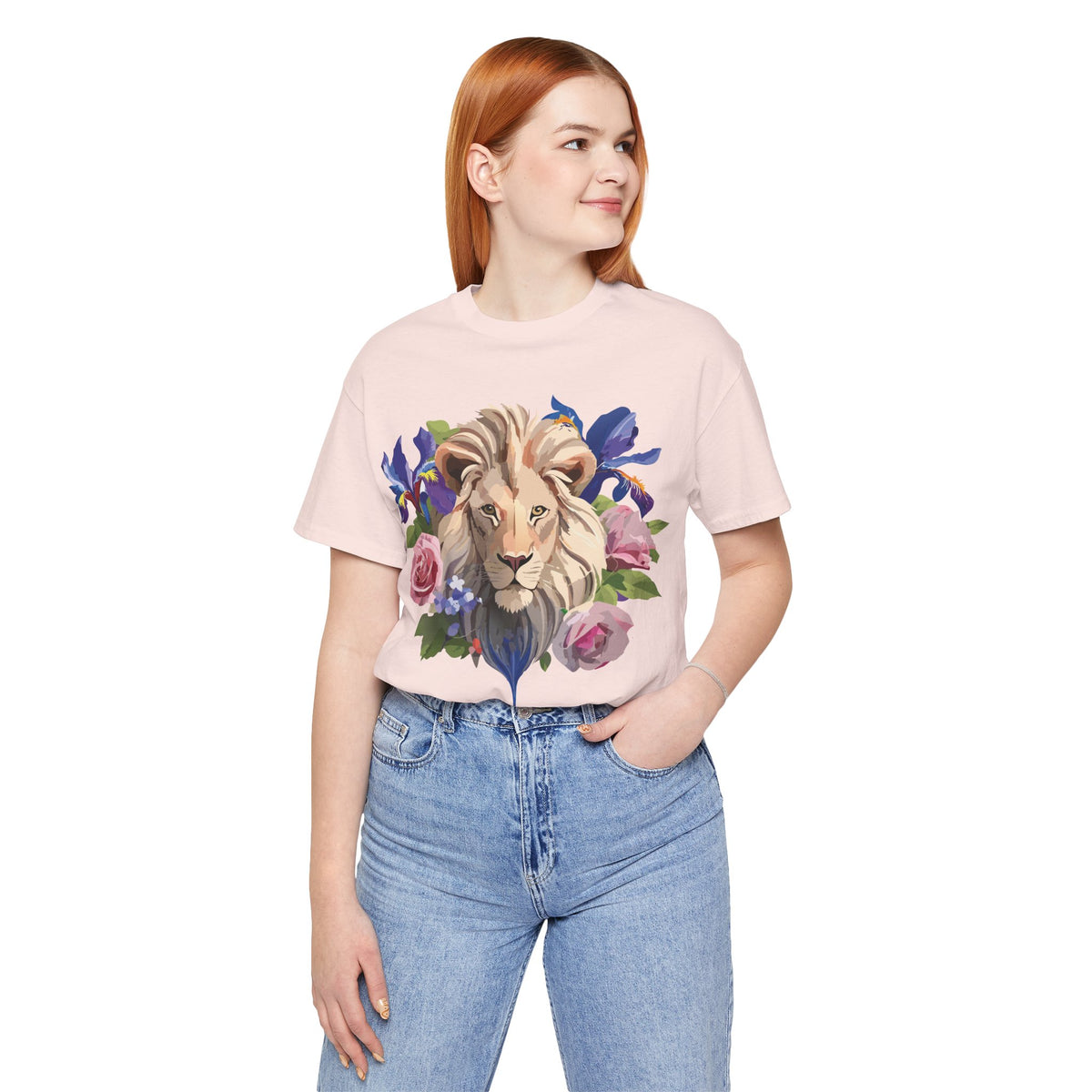 Lion Graphic Unisex Cotton Bella+Canvas Tee with Art Animal Design e319