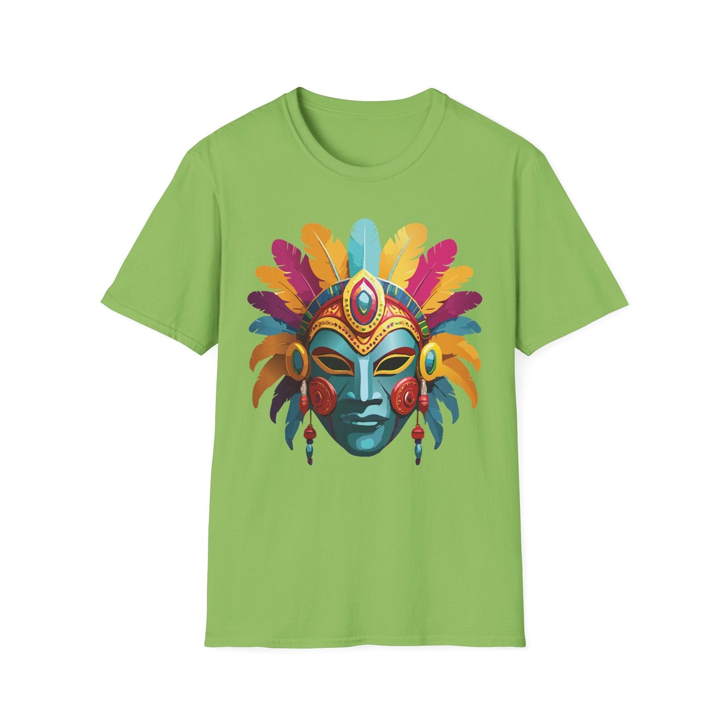 Mask Tee Shirt Unisex Short Sleeve Graphic Tee Masquerade Design 100 Percent Ring Spun Cotton