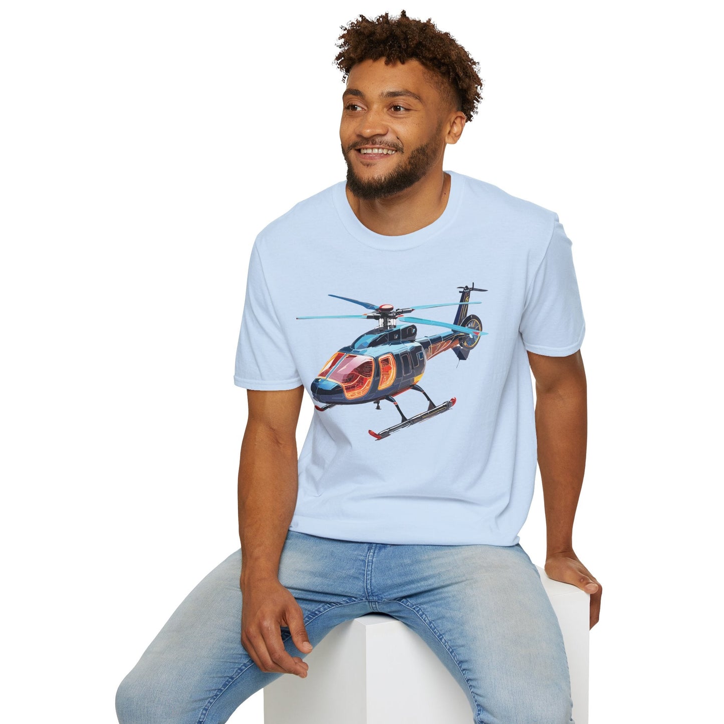 Unisex Helicopter Chopper Shirt Graphic Tee Softstyle 64000 100 Percent Ring Spun Cotton
