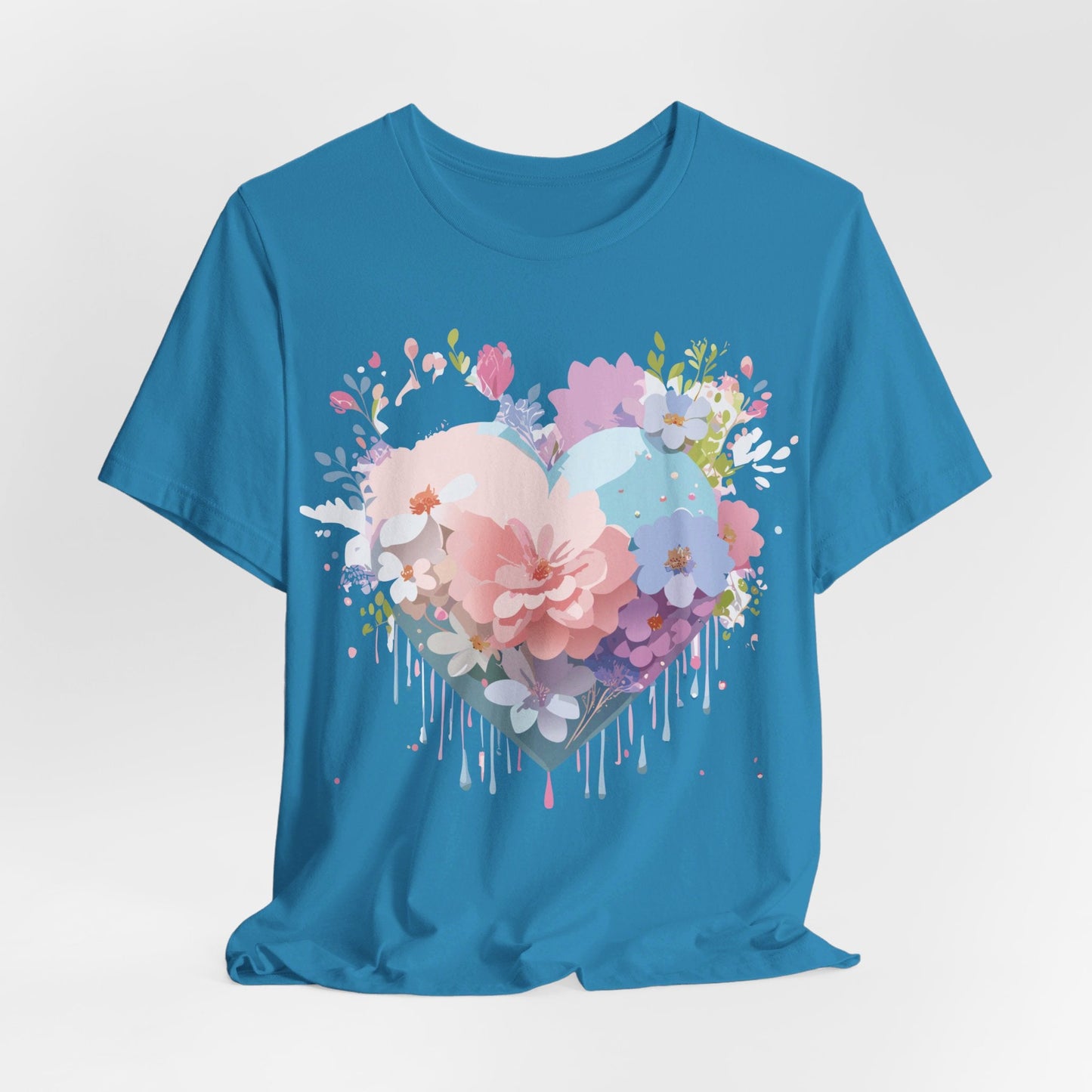 Valentine Day Graphic Unisex 100 Cotton Vintage Artwork with Love and Flower Design Tee 32
