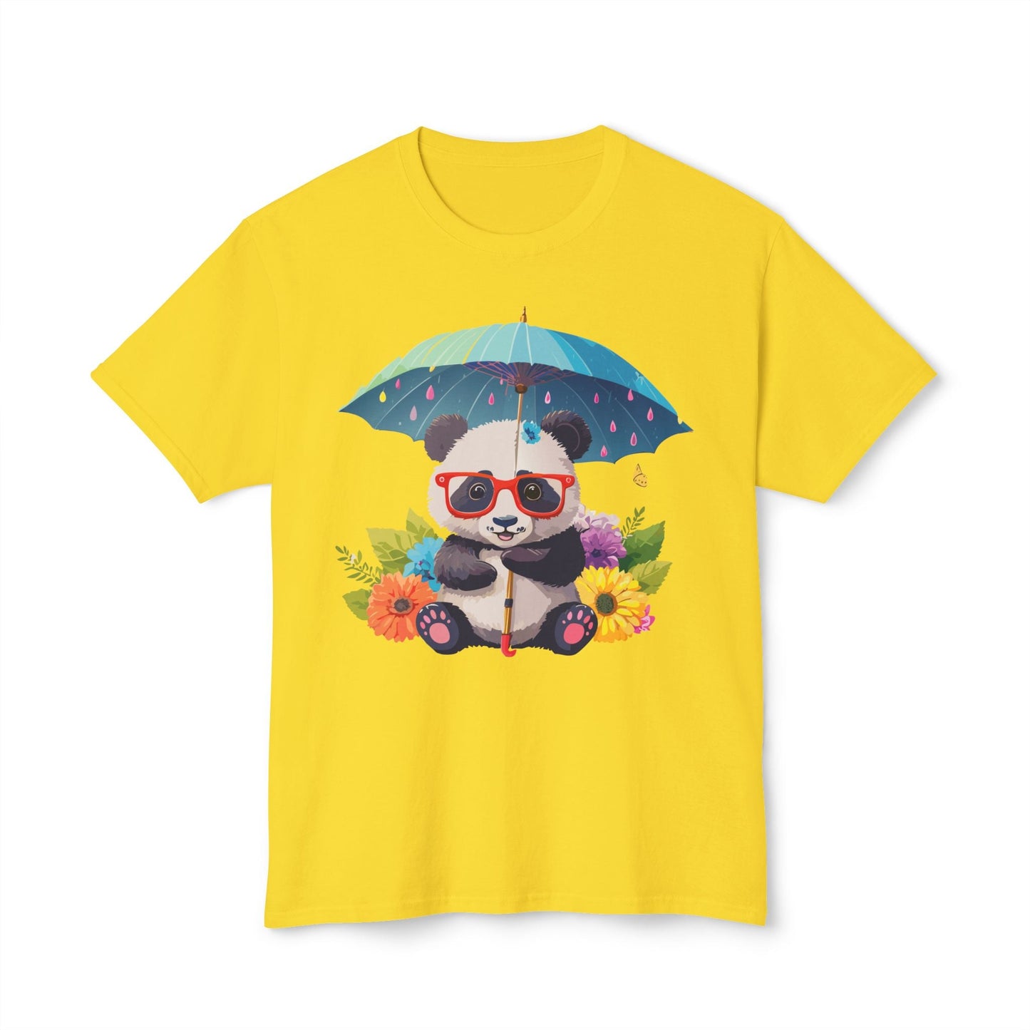 Panda Art T Shirt Unisex HD Cotton Tee With Floral Print Panda Design USA Printed Now