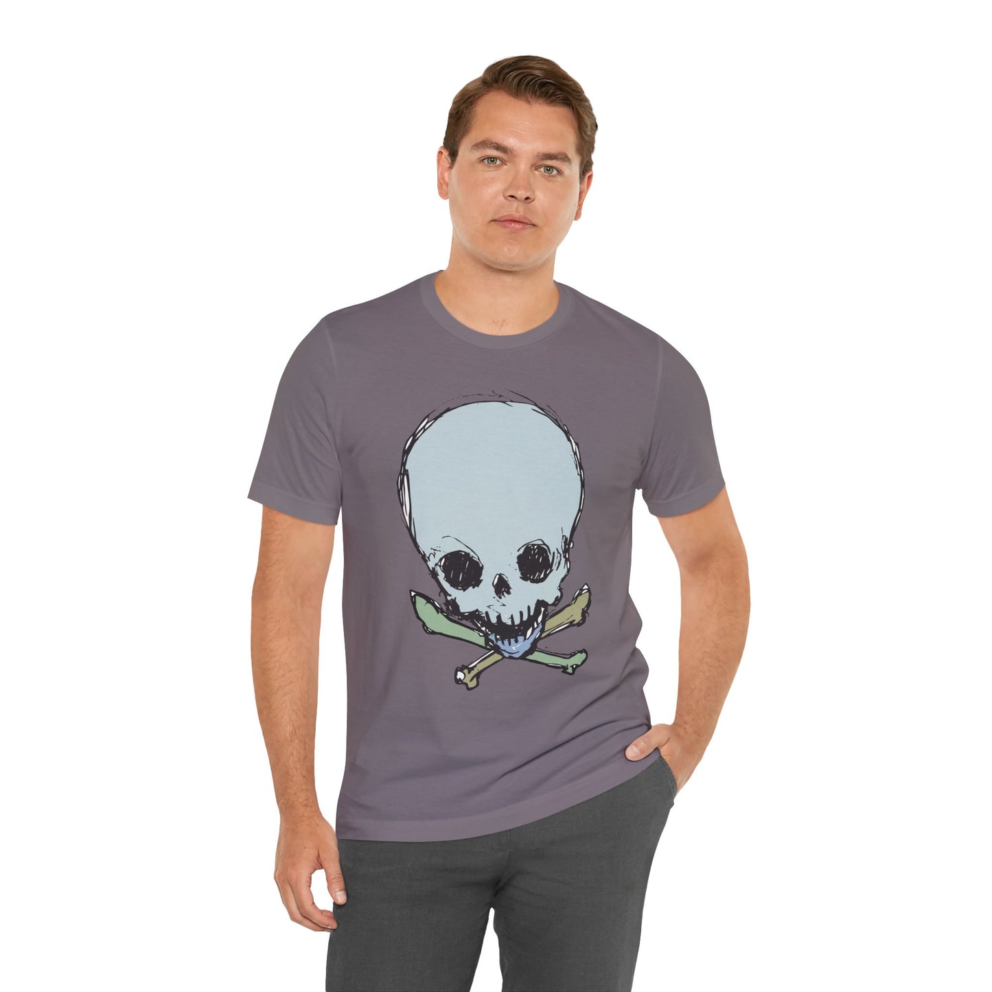 Lt Blue Skull Graphic Design Tee, Skull Shirt, Vintage Tees, Art Design T-Shirt, Vintage Graphic Tee, Art Shirts with Skulls