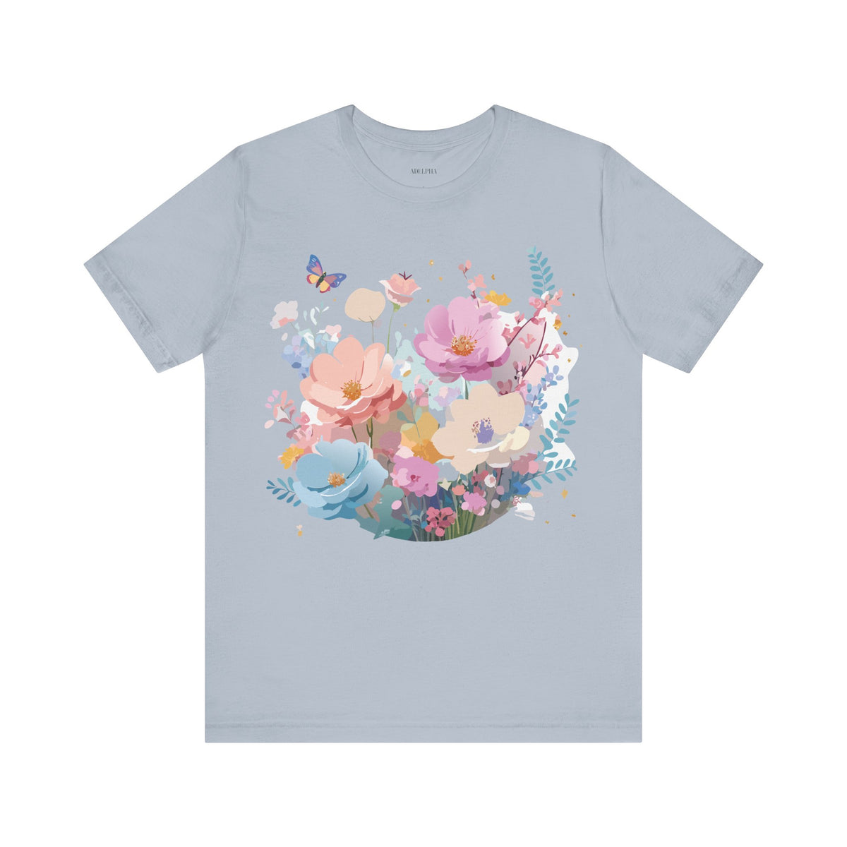 Floral Graphic Unisex Cotton Bella+Canvas Tee with Flowers Art Design n117