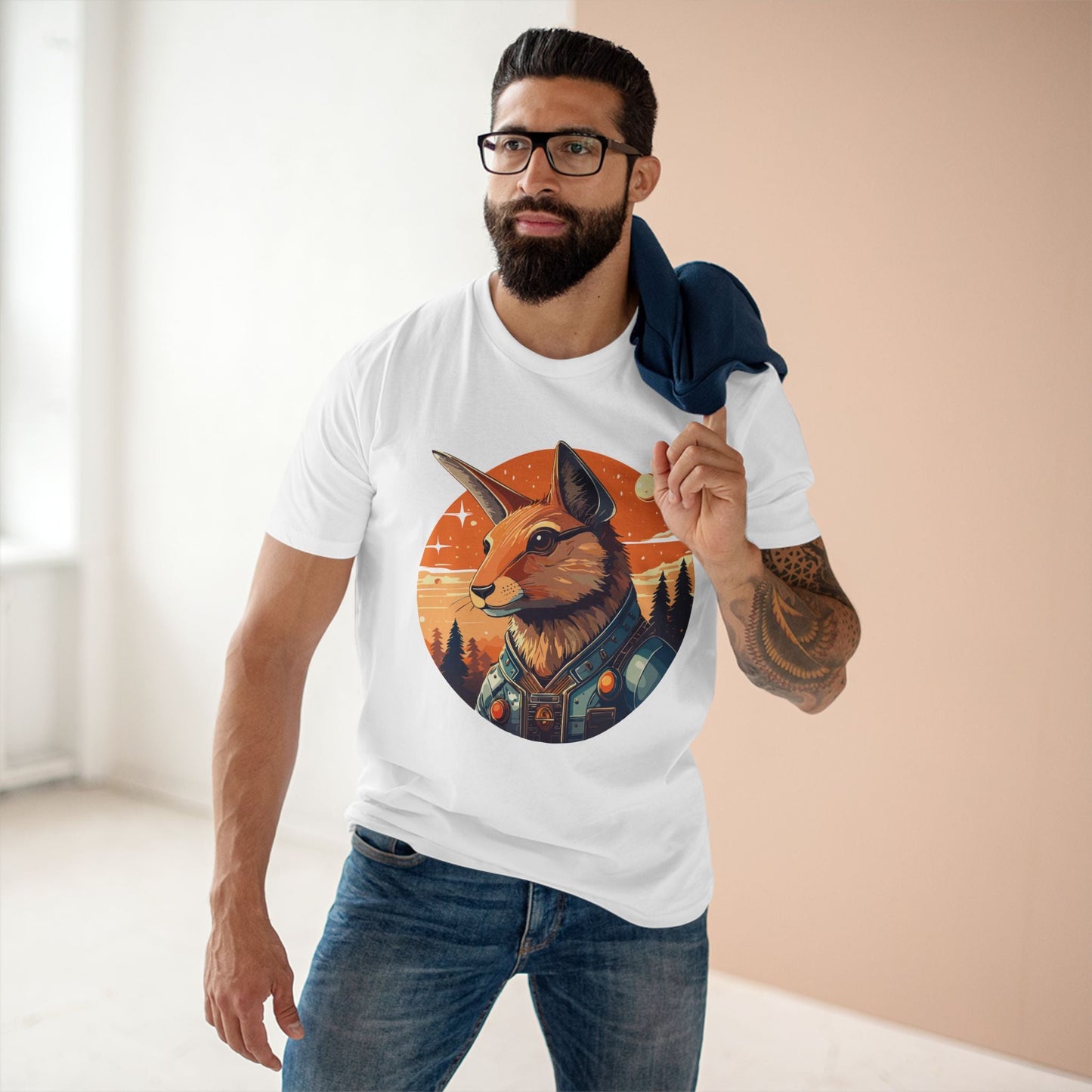 Rabbit Shirt Unisex Premium Cotton Tee With Original Art By Retro2Nova Animal Collection Soft Breathable Comfort