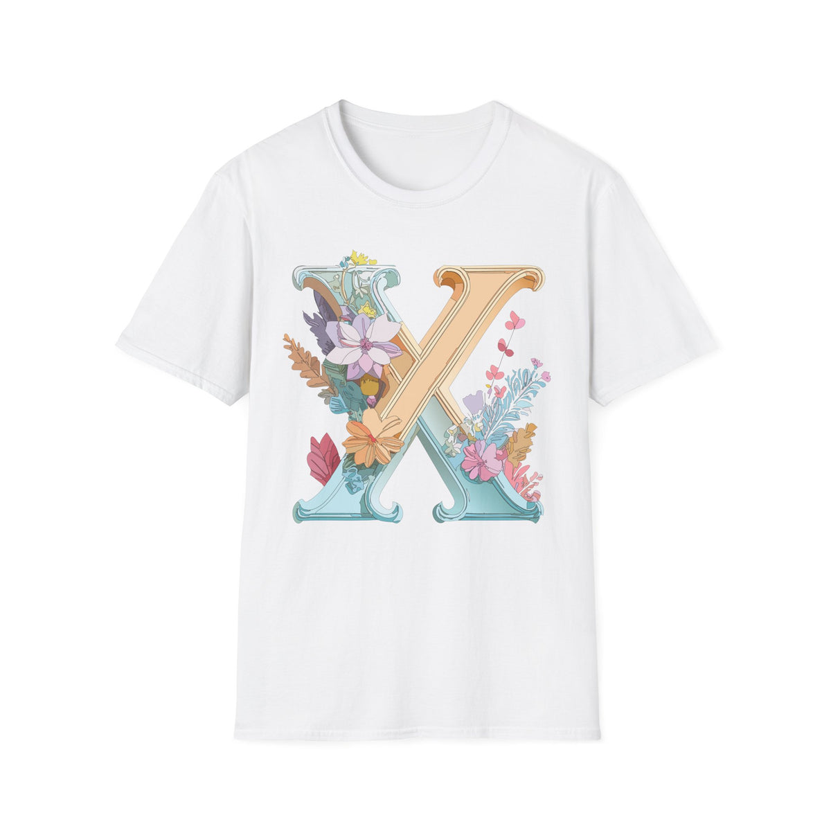 Floral Letter X T-Shirt | Botanical Monogram Tee