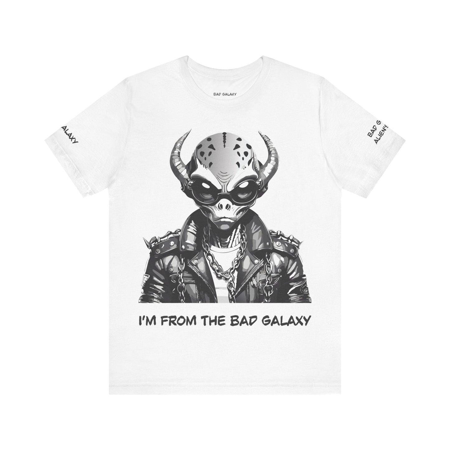 Alien Graphic Tee Shirt From Bad Galaxy Made To Order In USA 100 Percent Cotton Eco Friendly Inks