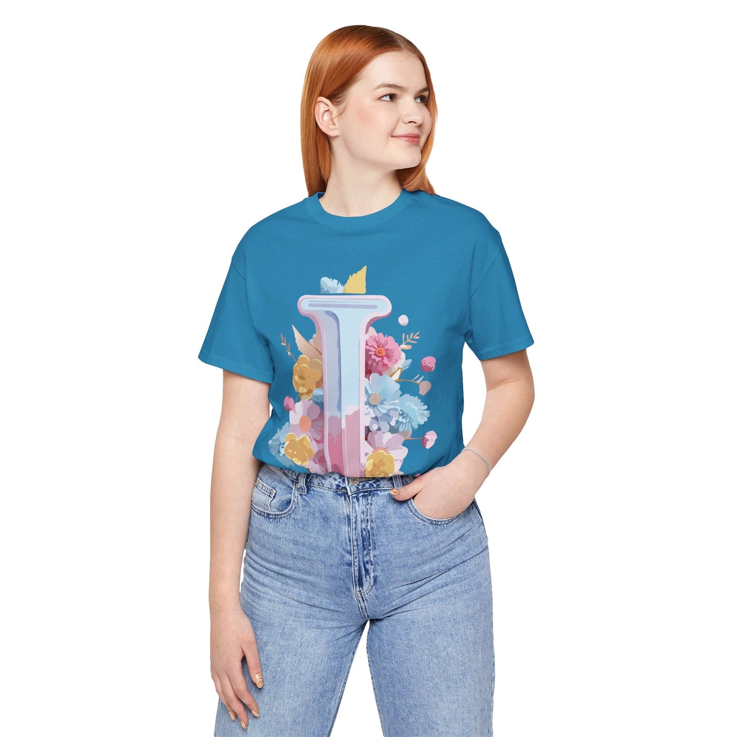 Letter I Shirt Unisex Graphic Tee Vintage Inspired Adelpha Art Design Short Sleeve