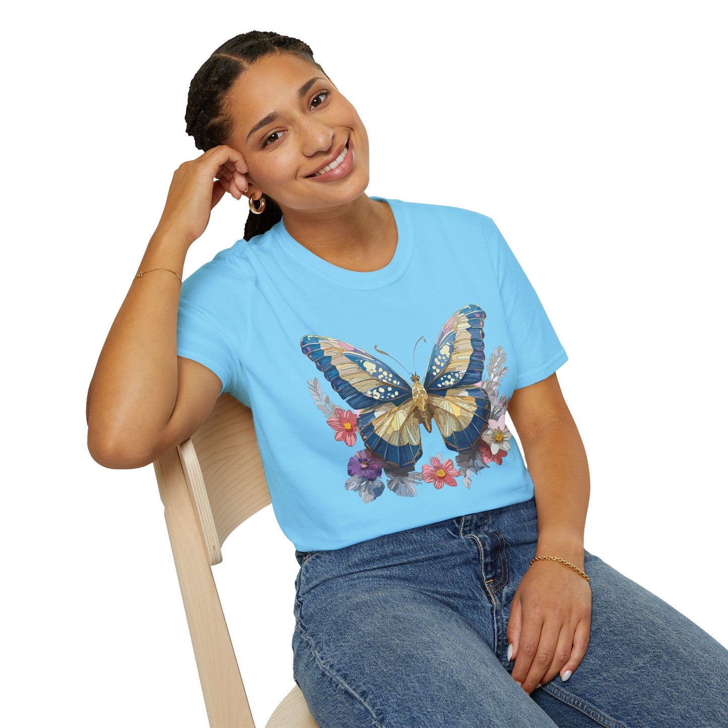 Butterfly Unisex Short Sleeve Tee Shirt Gildan Softstyle 64000 Monarch Design Graphic Tee