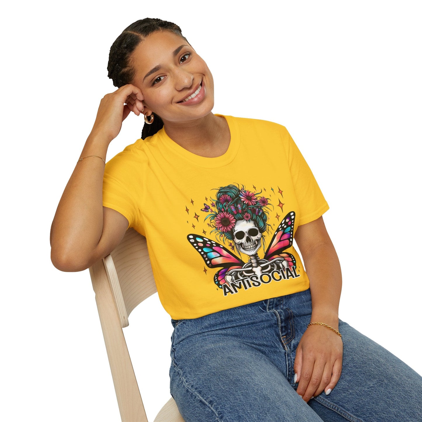 Unisex Skull Graphic Tee Shirt Short Sleeve Skeleton Gildan Softstyle 64000 100 Ring Spun Cotton