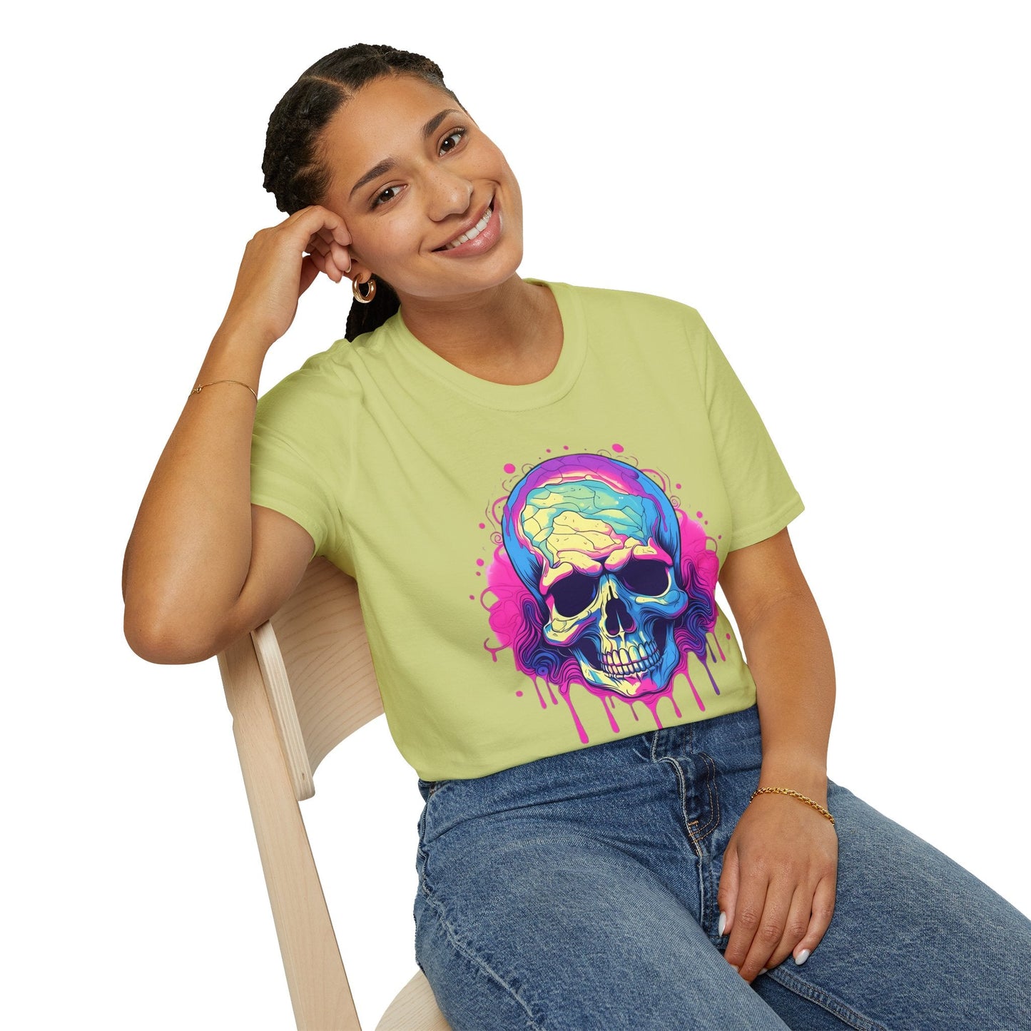 Skull Tee Shirt Unisex Skeleton Design Gildan Softstyle 64000 Ring Spun Cotton Tee