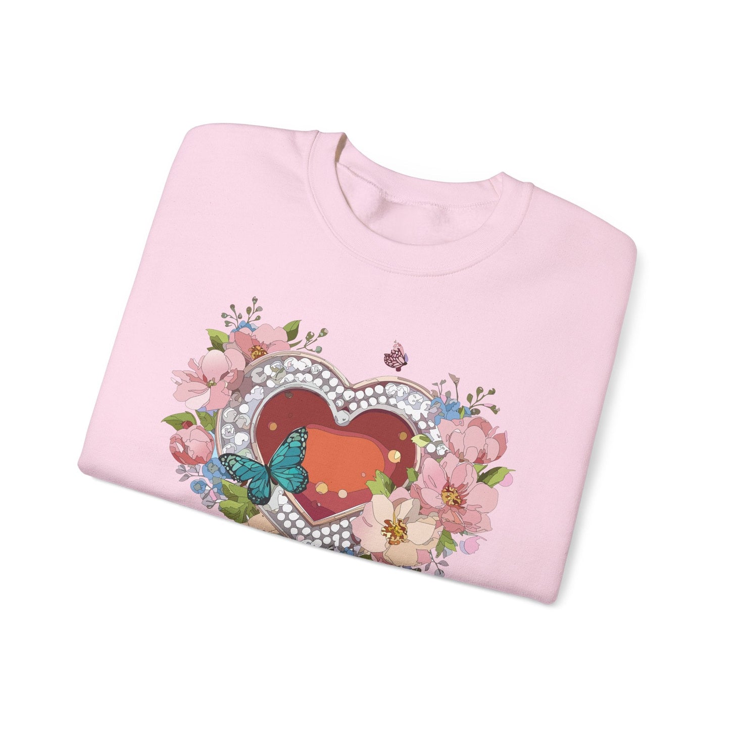 Floral Heart Sweatshirt Unisex Valentines Day Edition Gildan 18000 Heavy Blend Crewneck