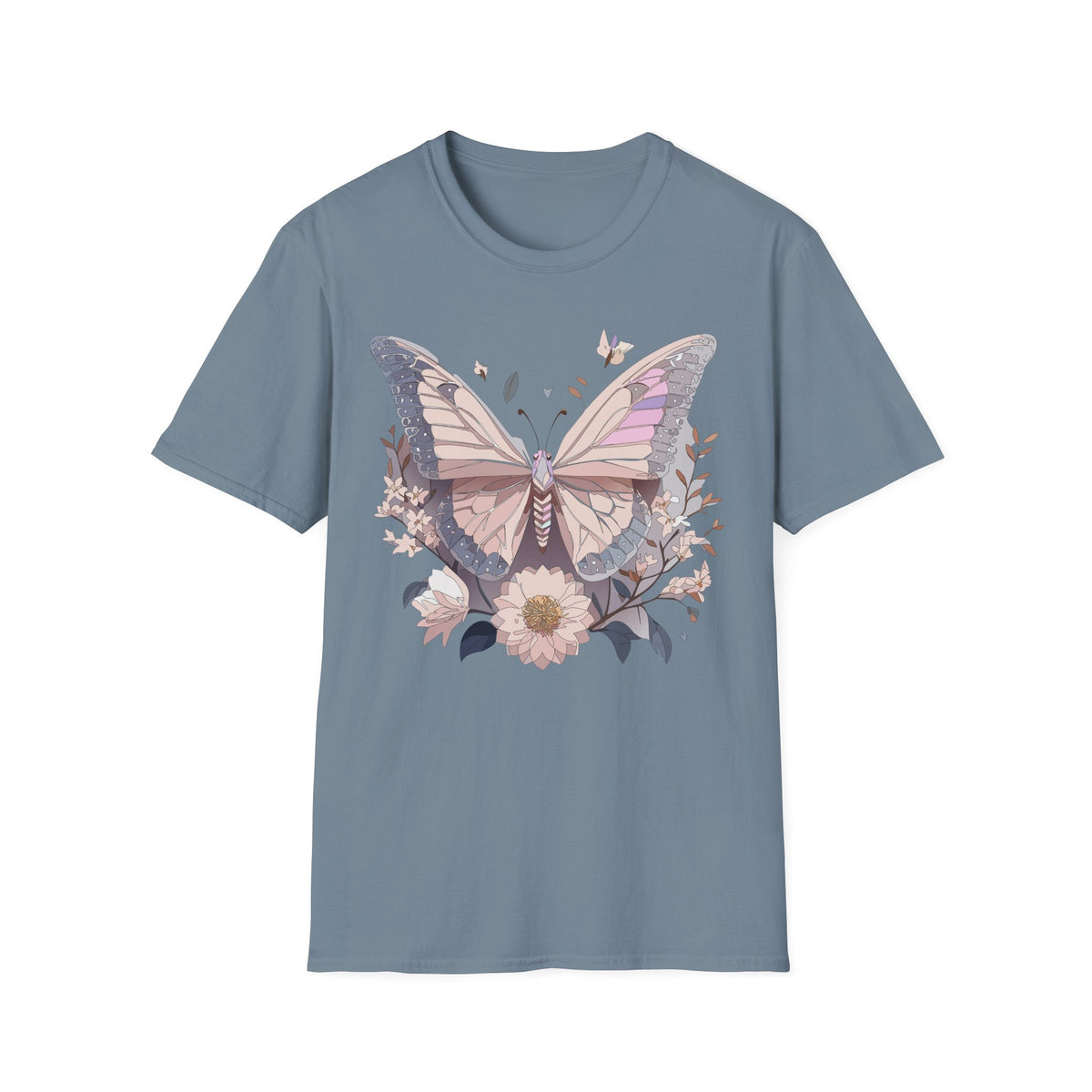 Pastel Butterfly Floral Wings Graphic Design Unisex 100 Cotton Gildan T-Shirt