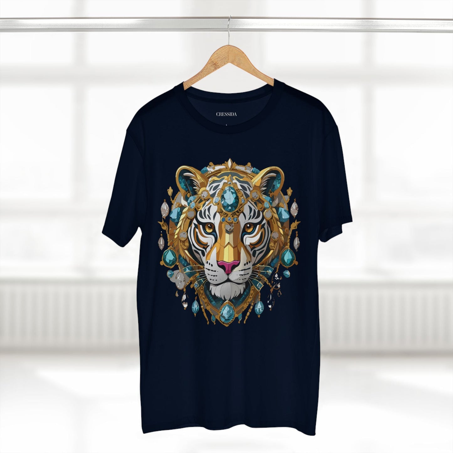 Tiger Graphic Unisex 100 Cotton Tee With Unique Animal Golden Medallion Art Design 50