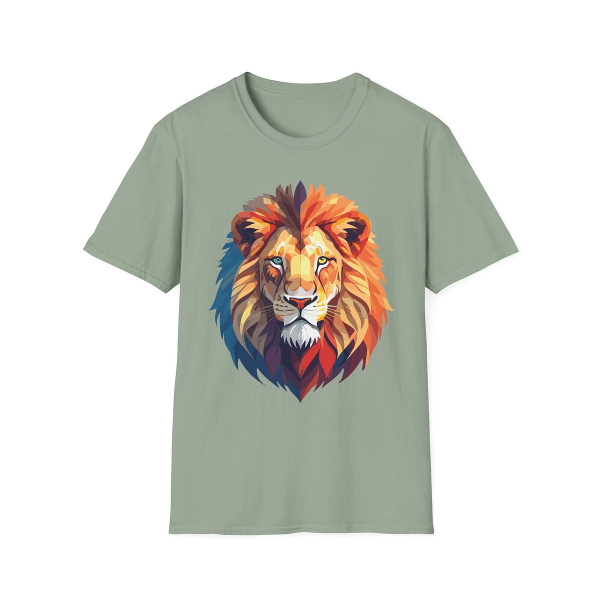 Colorful Lion Head T-Shirt | Vibrant Animal Portrait, Wildlife Tee