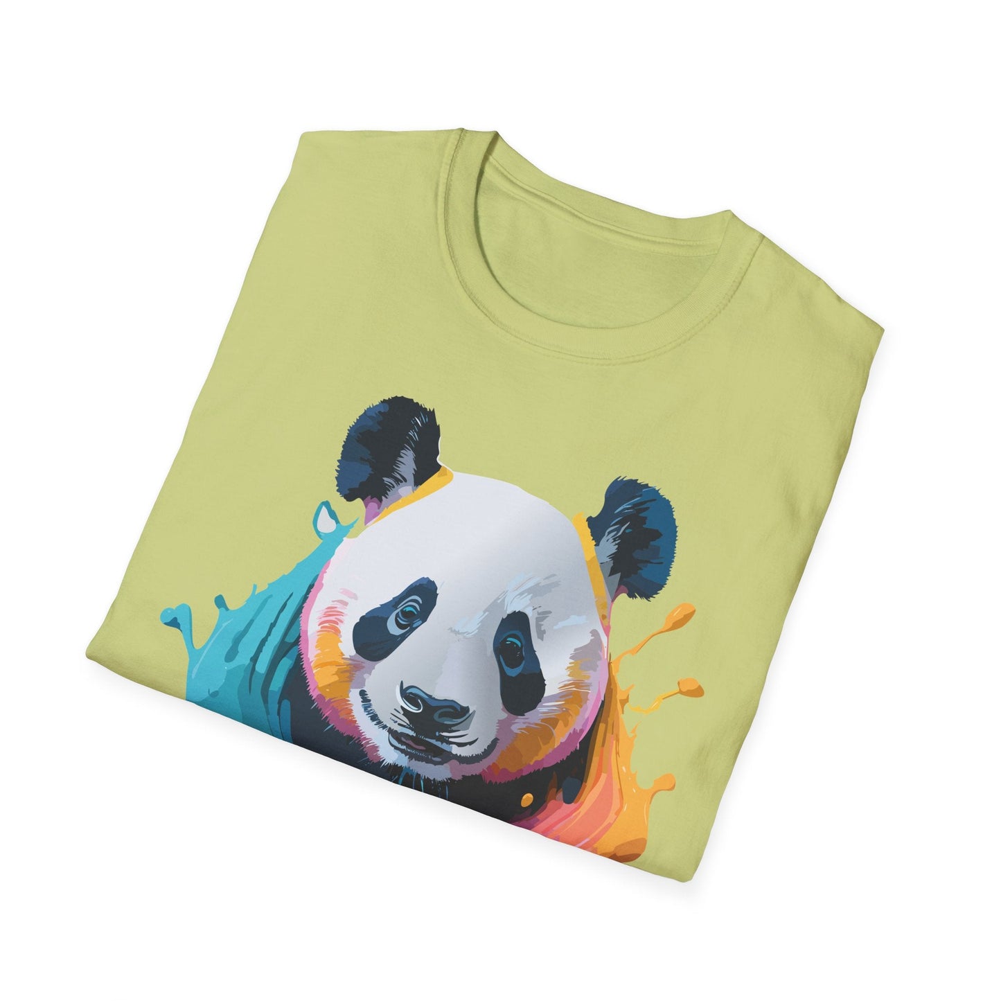 Unisex Panda Shirt T Shirt With Panda Animal Print Tee Softstyle Gildan 64000 100 Percent Ring Spun Cotton