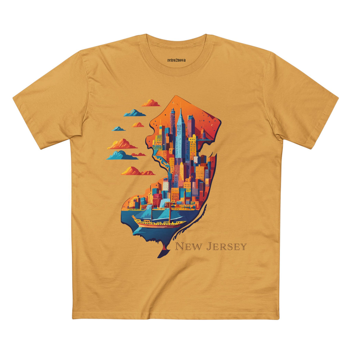 New Jersey Skyline silhouette T-Shirt | State Outline Cityscape Tee