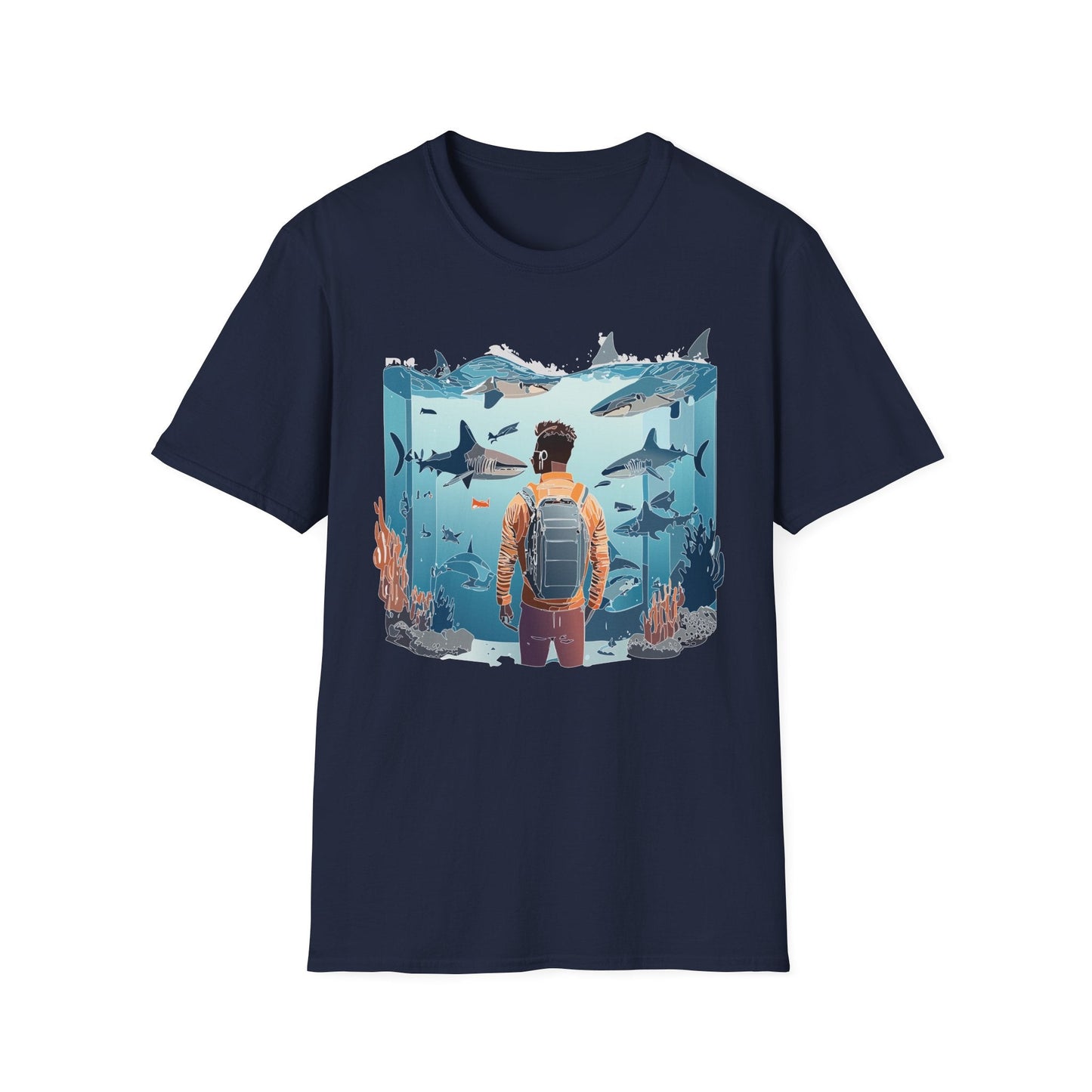 Ocean Themed Unisex Short Sleeve Tee Gildan Softstyle 64000 Ocean Inspired Art Design