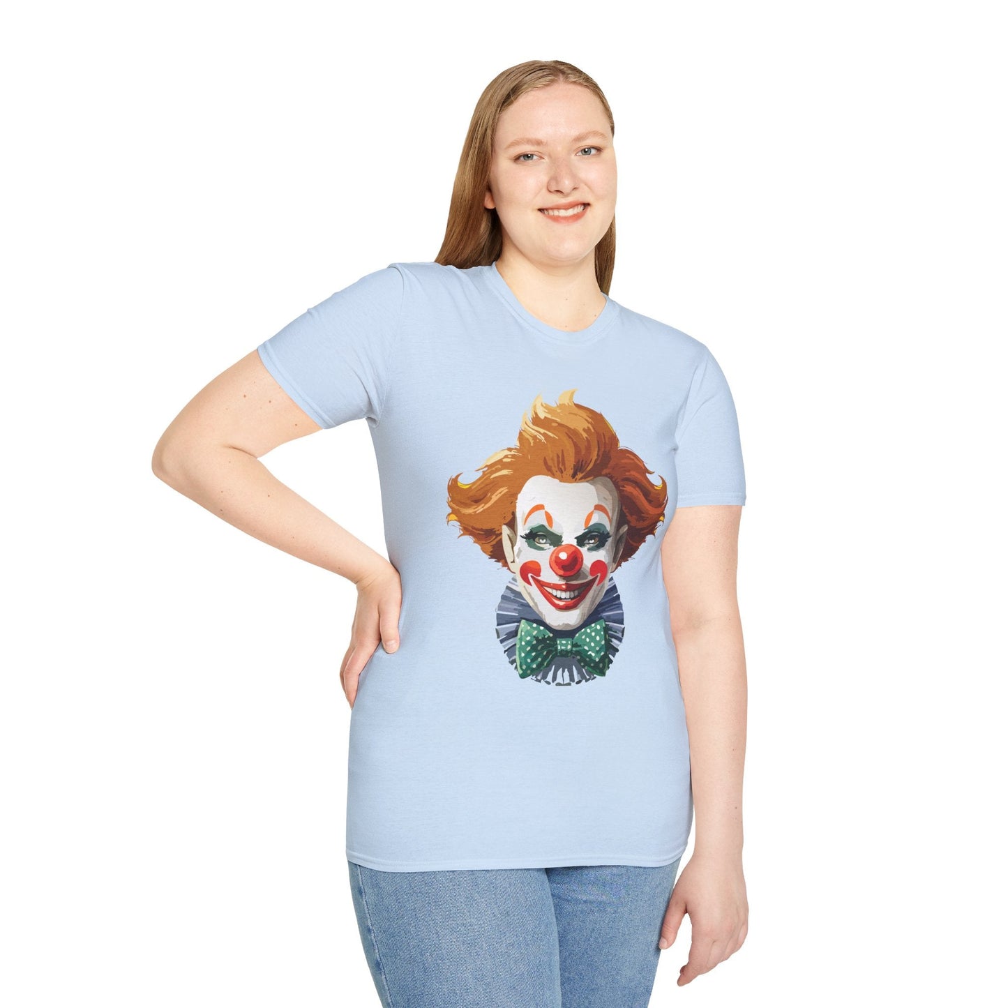 Clown Theme T Shirt Funny Man Circus Scary Man Unisex Gildan Softstyle Graphic Tee Everyday Wear