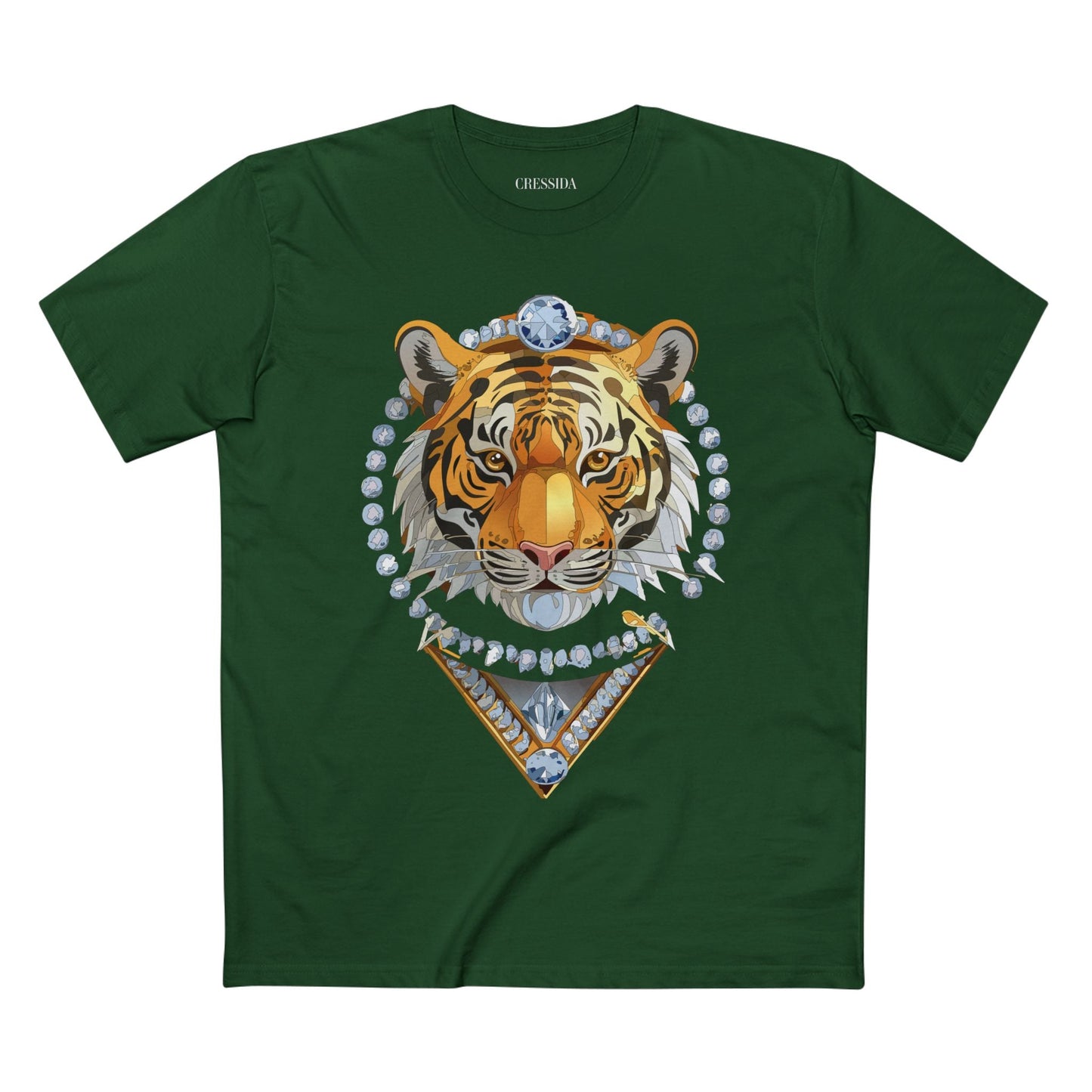 Tiger Graphic Unisex 100 Cotton Tee With Unique Animal Golden Medallion Art Design 5