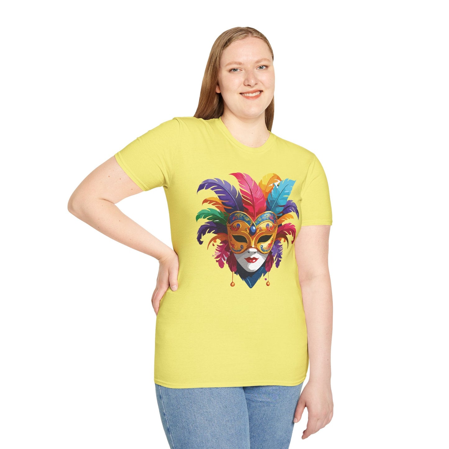 Unisex Mask Tee Shirt Gildan Softstyle 64000 Lightweight Comfortable Masquerade Design Tee