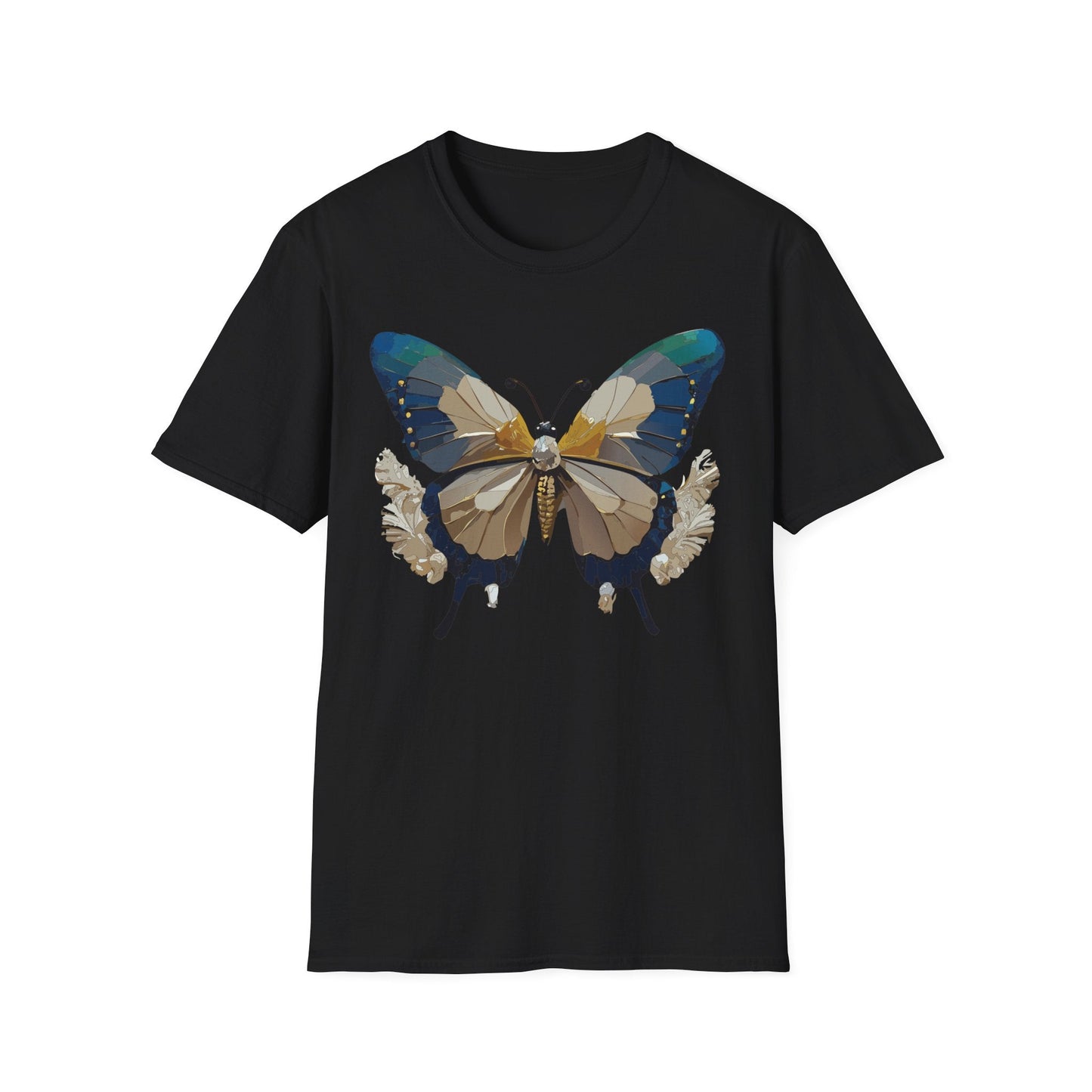 Butterfly Themed Unisex T Shirt With Monarch Design Gildan Softstyle 64000 Premium Ring Spun Cotton