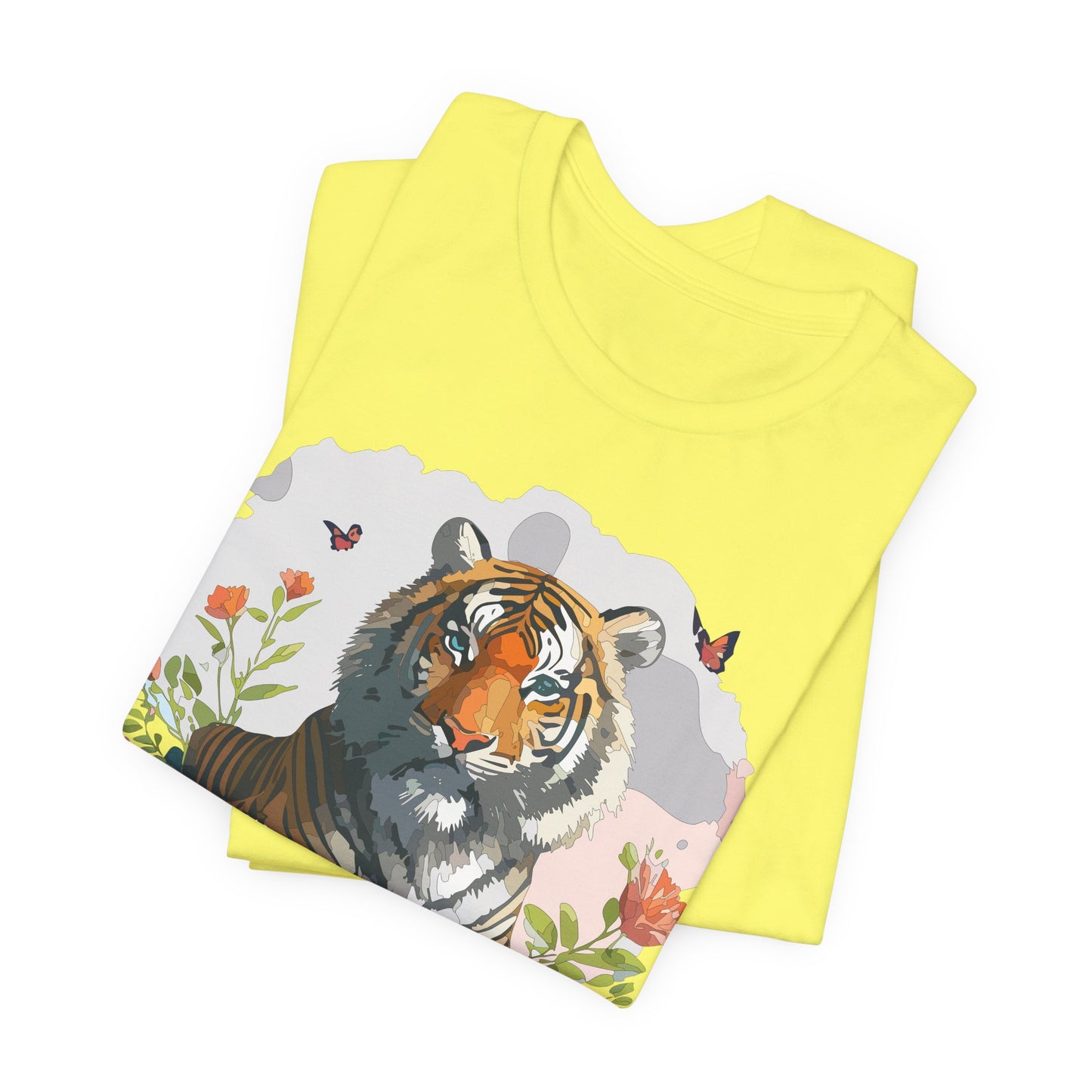 Floral Tiger Graphic Tee, Animal Shirt, Tiger Shirt, Flower Top, T-Shirt with Animal, Art Design