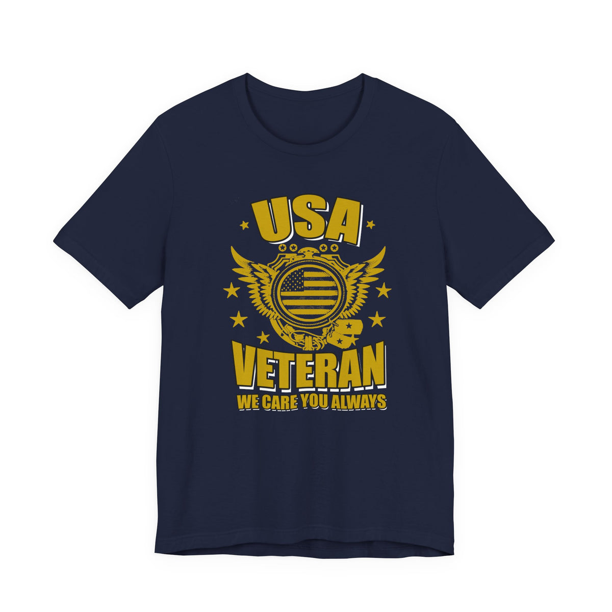 USA Veteran T-Shirt Military Emblem Winged Badge Stars Unisex Cotton v59