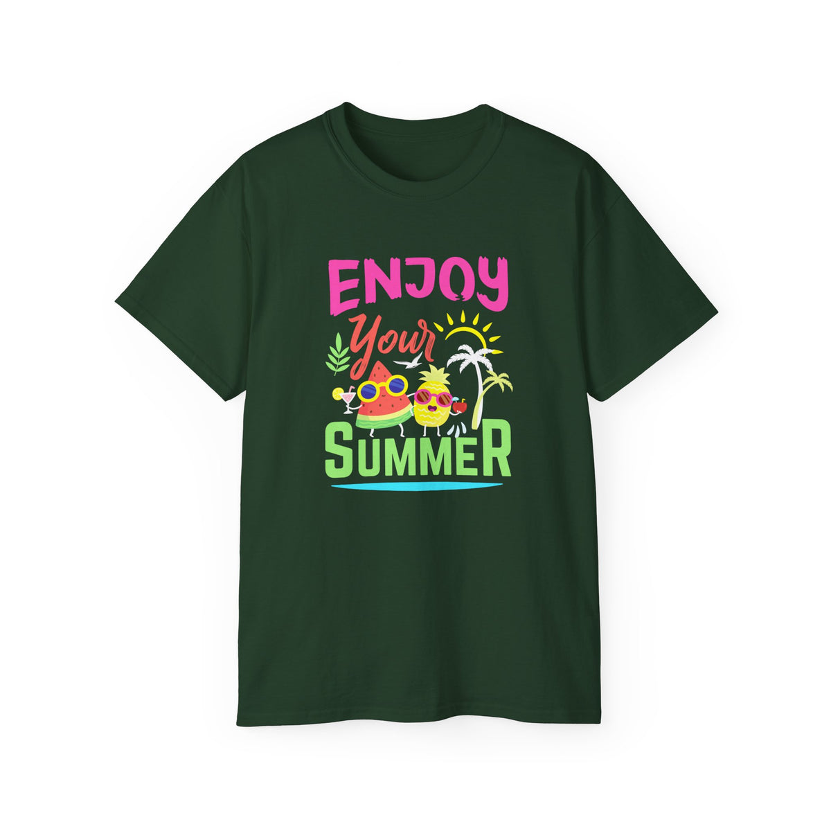 Enjoy Your Summer Tee | Tropical Pineapple Palm Tree Beach Shirt